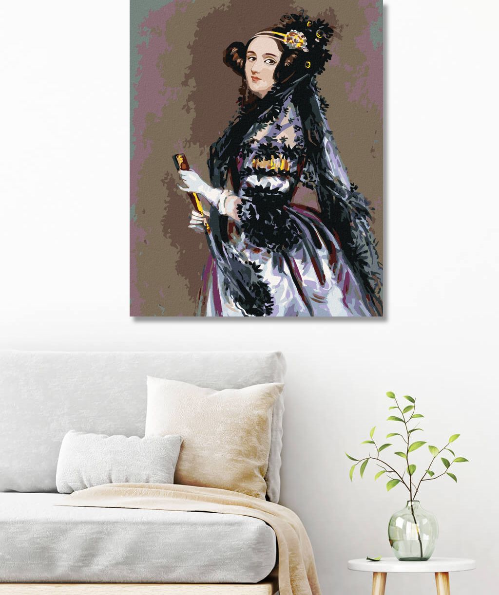zuty Malování podle čísel - PORTRÉT ADA LOVELACE (ALFRED EDWARD CHALON) - Rozměr: 40x50 cm, Rámování: Varianta: vypnuté plátno na rám - obrázek 6