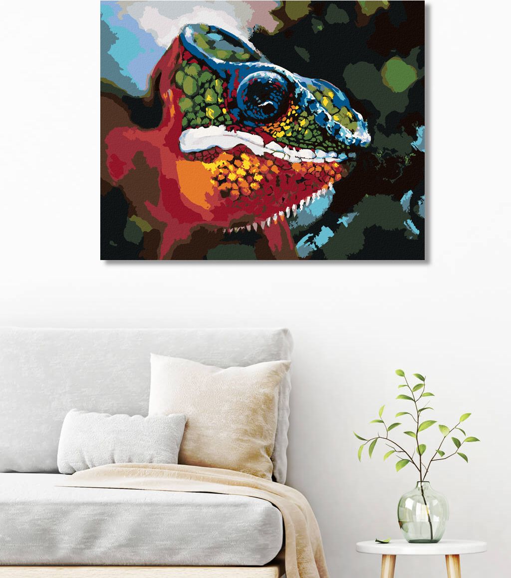 zuty Malování podle čísel - ABSTRAKTNÍ BAREVNÝ CHAMELEÓN - Rozměr: 40x50 cm, Rámování: Varianta: bez rámu a bez vypnutí plátna - obrázek 3