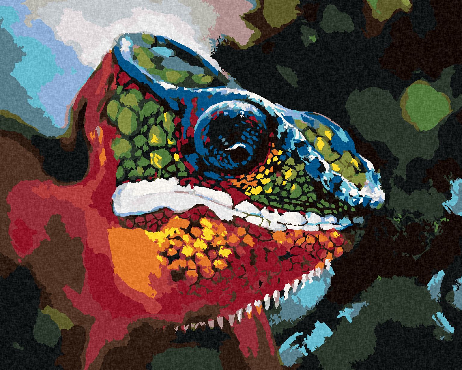 zuty Malování podle čísel - ABSTRAKTNÍ BAREVNÝ CHAMELEÓN - Rozměr: 40x50 cm, Rámování: Varianta: vypnuté plátno na rám - obrázek 1