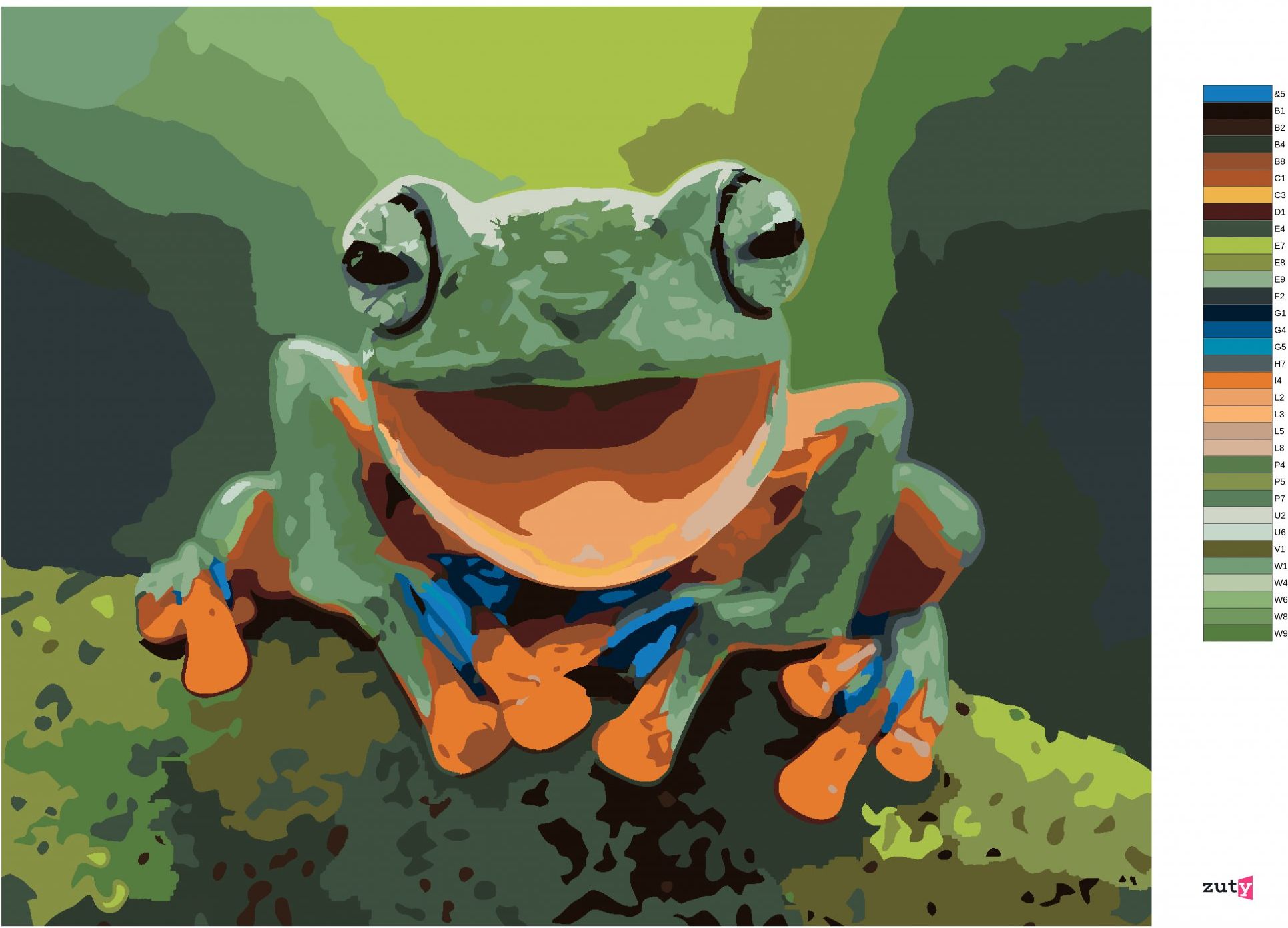 zuty Malování podle čísel - SMĚJÍCÍ SE ŽÁBA - Rozměr: 40x50 cm, Rámování: Varianta: vypnuté plátno na rám - obrázek 8