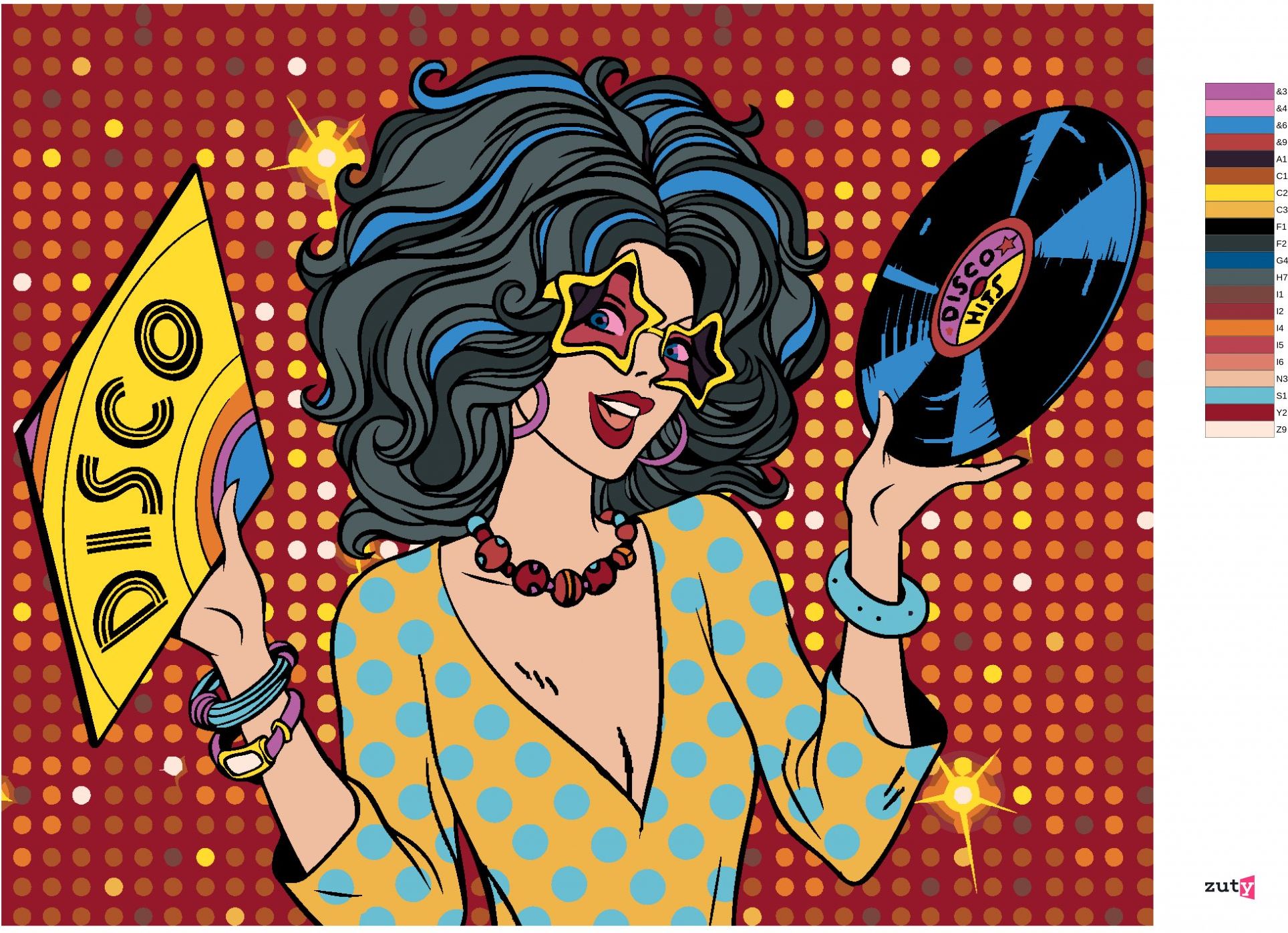 zuty Malování podle čísel - POP-ART DISCO ŽENA - Rozměr: 40x50 cm, Rámování: Varianta: bez rámu a bez vypnutí plátna - obrázek 10