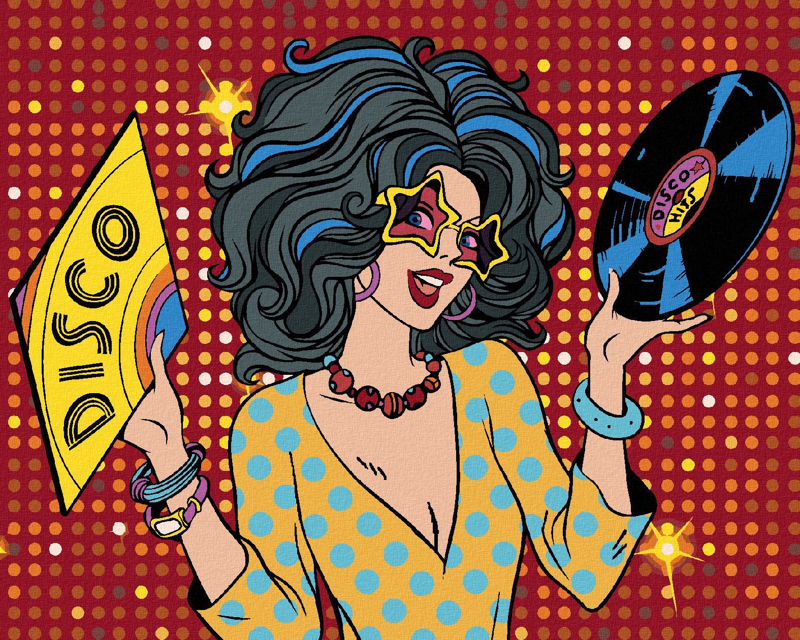 zuty Malování podle čísel - POP-ART DISCO ŽENA - Rozměr: 40x50 cm, Rámování: Varianta: vypnuté plátno na rám - obrázek 1