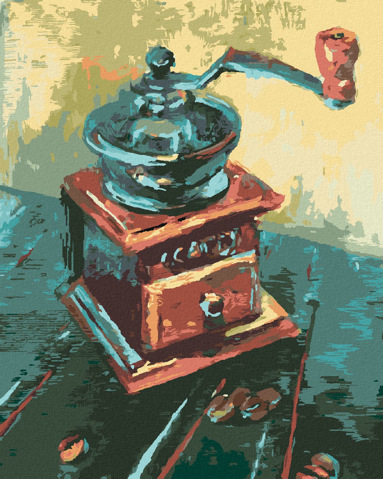 zuty Malování podle čísel - MLÝNEK NA KÁVU - Rozměr: 40x50 cm, Rámování: Varianta: vypnuté plátno na rám - obrázek 1
