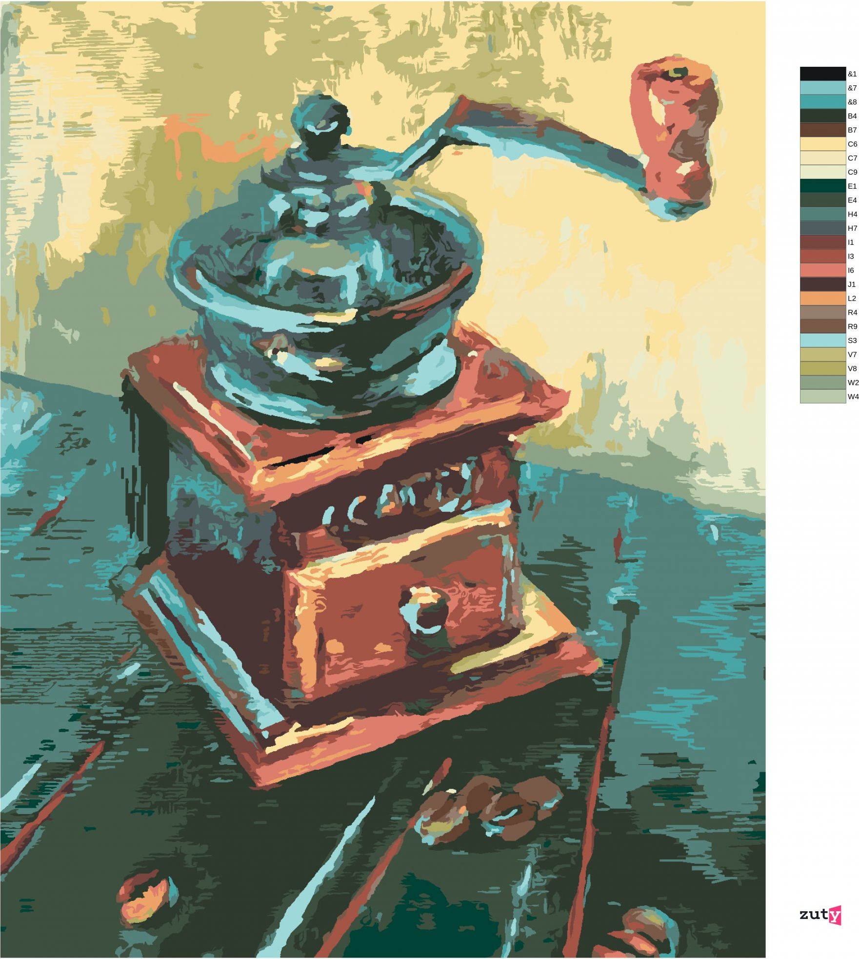 zuty Malování podle čísel - MLÝNEK NA KÁVU - Rozměr: 40x50 cm, Rámování: Varianta: vypnuté plátno na rám - obrázek 6