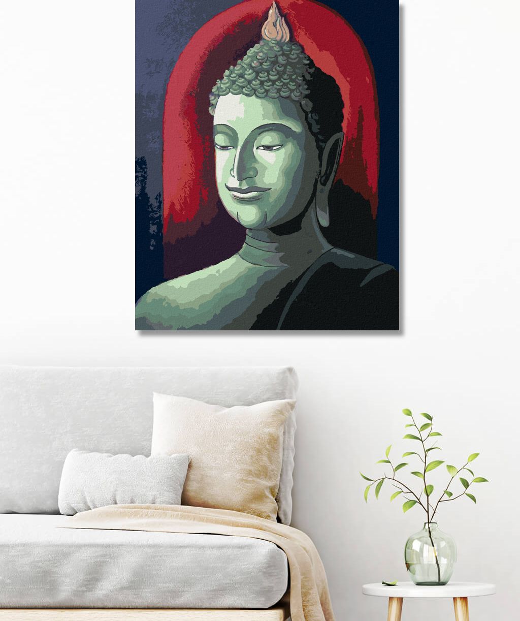 zuty Malování podle čísel - BUDDHA NA ČERVENÉM POZADÍ - Rozměr: 40x50 cm, Rámování: Varianta: bez rámu a bez vypnutí plátna - obrázek 3