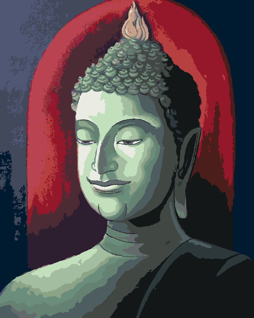 zuty Malování podle čísel - BUDDHA NA ČERVENÉM POZADÍ - Rozměr: 40x50 cm, Rámování: Varianta: bez rámu a bez vypnutí plátna - obrázek 5