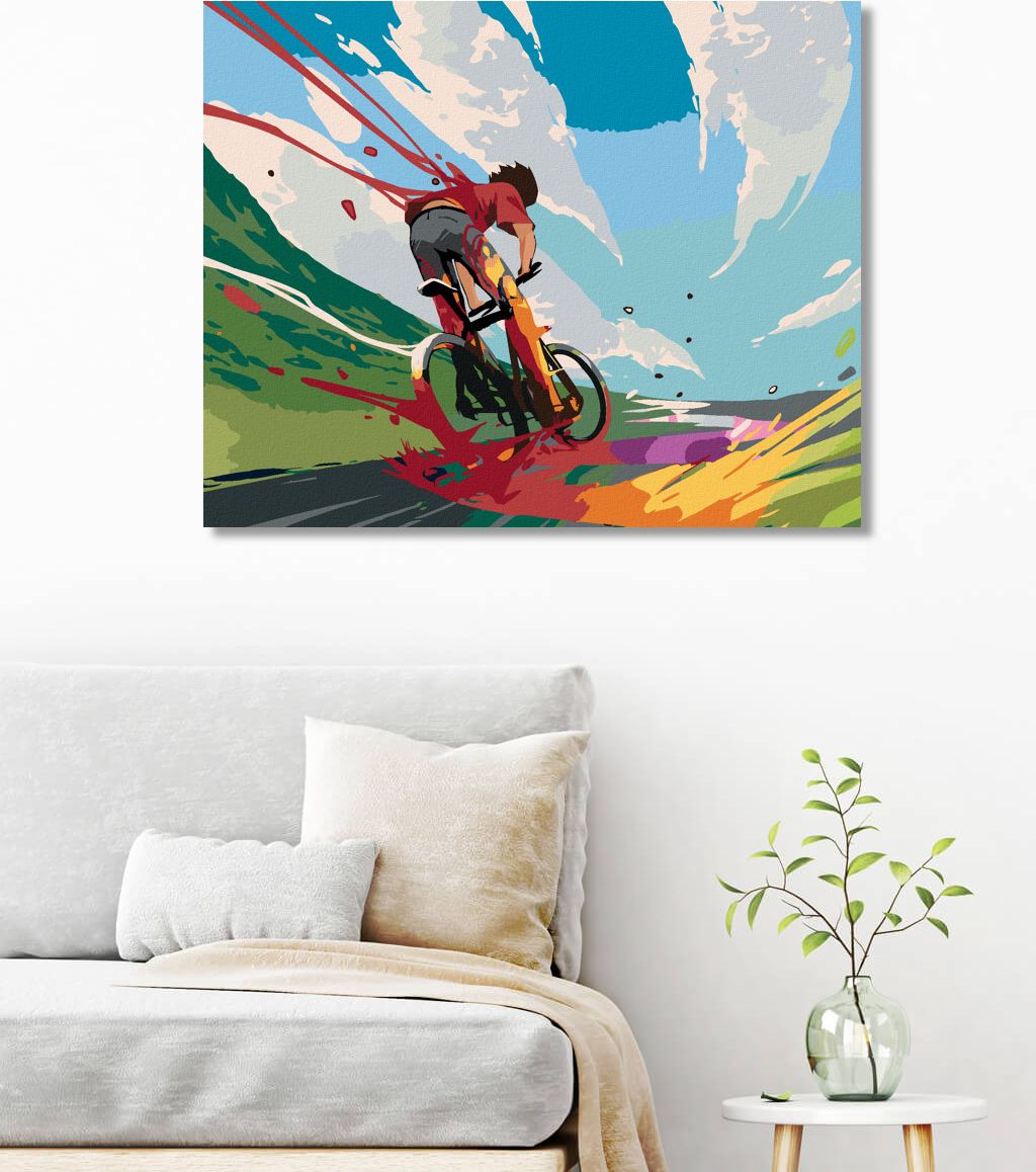 zuty Malování podle čísel - CYKLISTA V BARVÁCH - Rozměr: 40x50 cm, Rámování: Varianta: vypnuté plátno na rám - obrázek 8