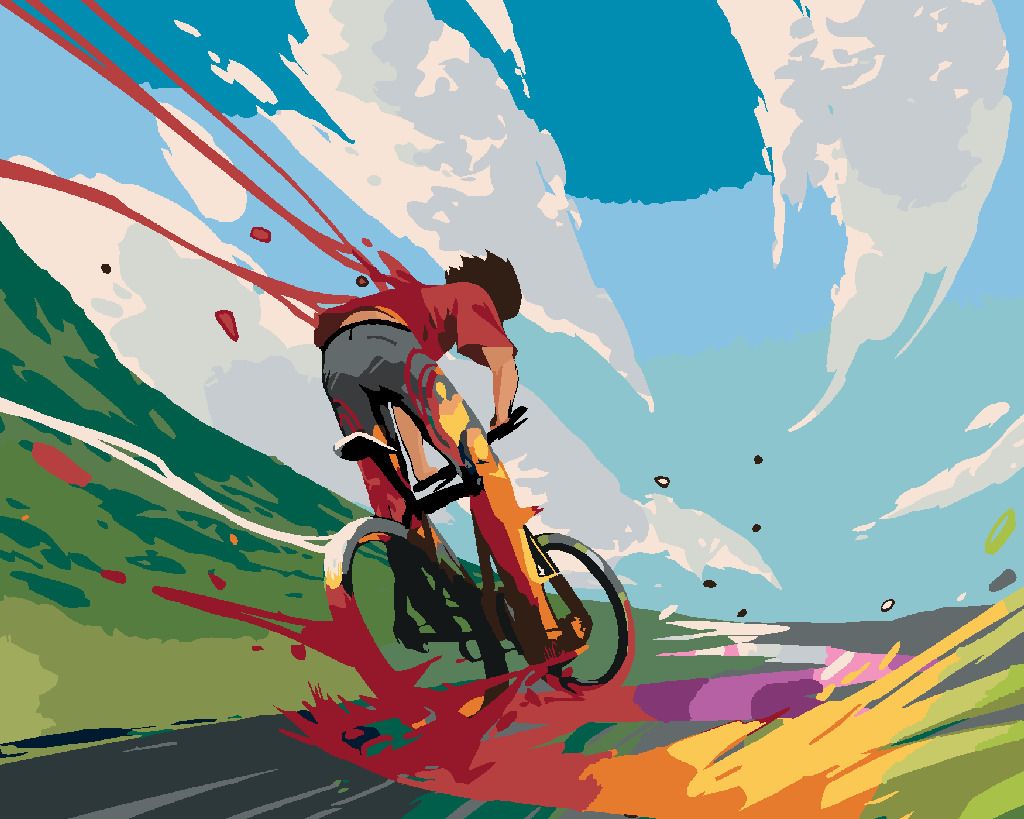 zuty Malování podle čísel - CYKLISTA V BARVÁCH - Rozměr: 40x50 cm, Rámování: Varianta: vypnuté plátno na rám - obrázek 9