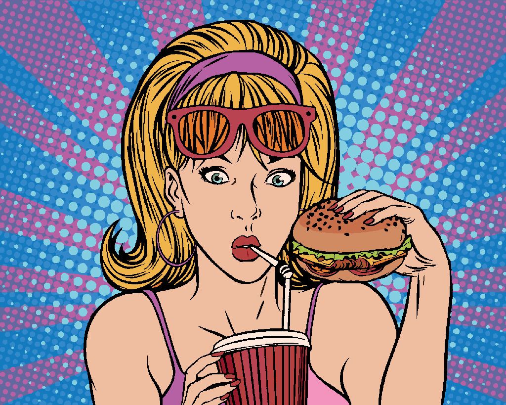 zuty Malování podle čísel - POP-ART ŽENA VE FASTFOODU - Rozměr: 40x50 cm, Rámování: Varianta: bez rámu a bez vypnutí plátna - obrázek 5