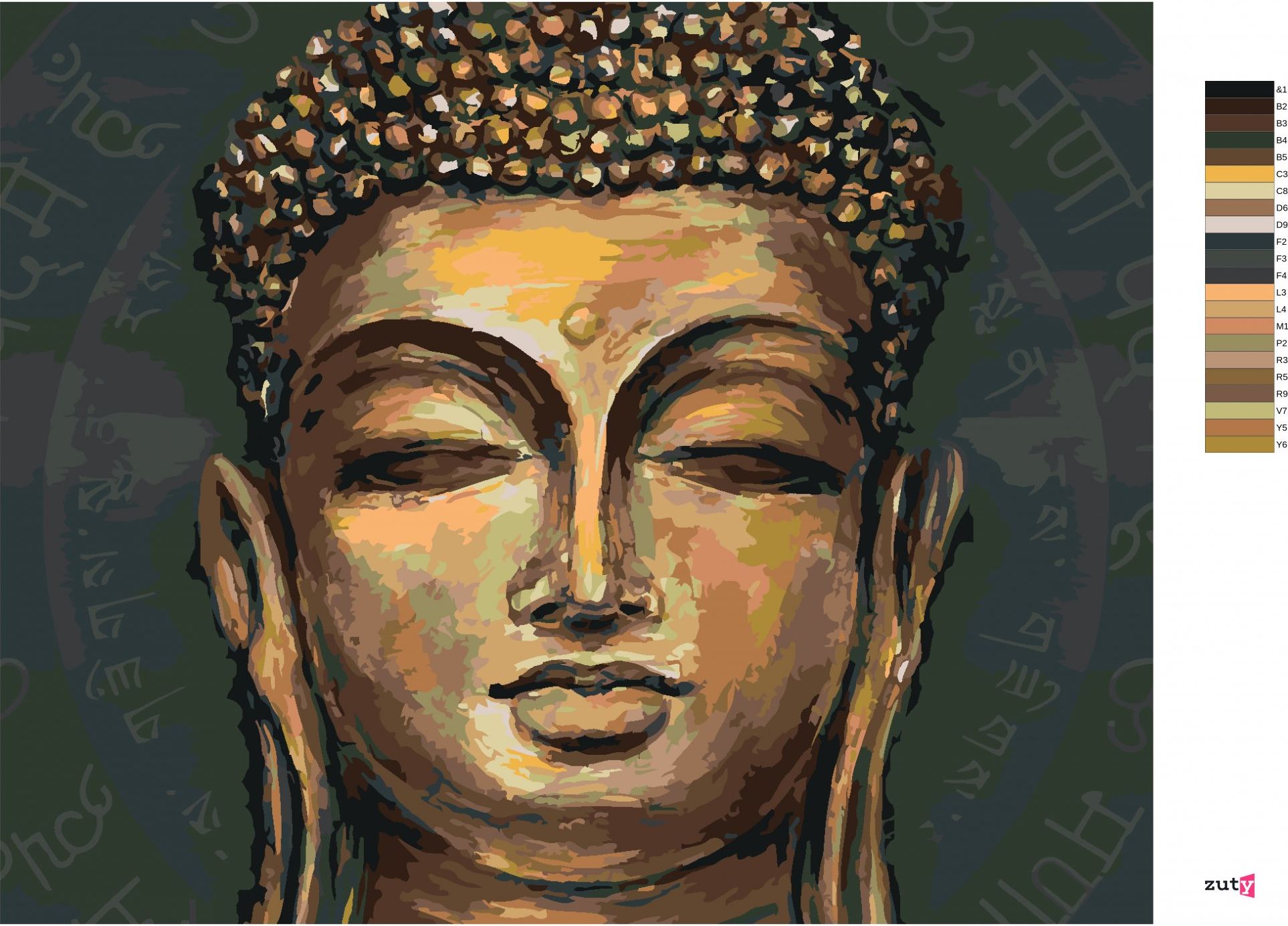zuty Malování podle čísel - ZLATÝ BUDDHA - Rozměr: 40x50 cm, Rámování: Varianta: vypnuté plátno na rám - obrázek 7