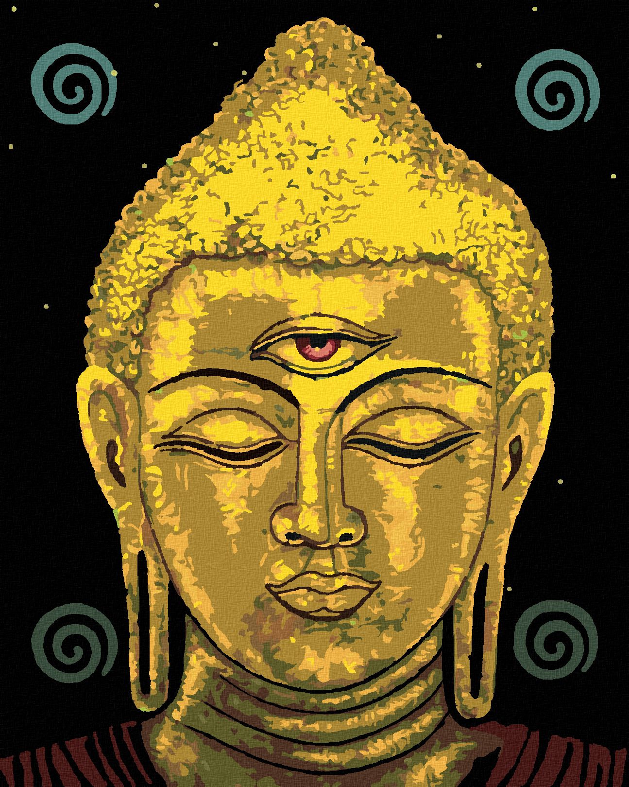 zuty Malování podle čísel - BUDDHA SE TŘETÍM OKEM - Rozměr: 40x50 cm, Rámování: Varianta: bez rámu a bez vypnutí plátna - obrázek 1