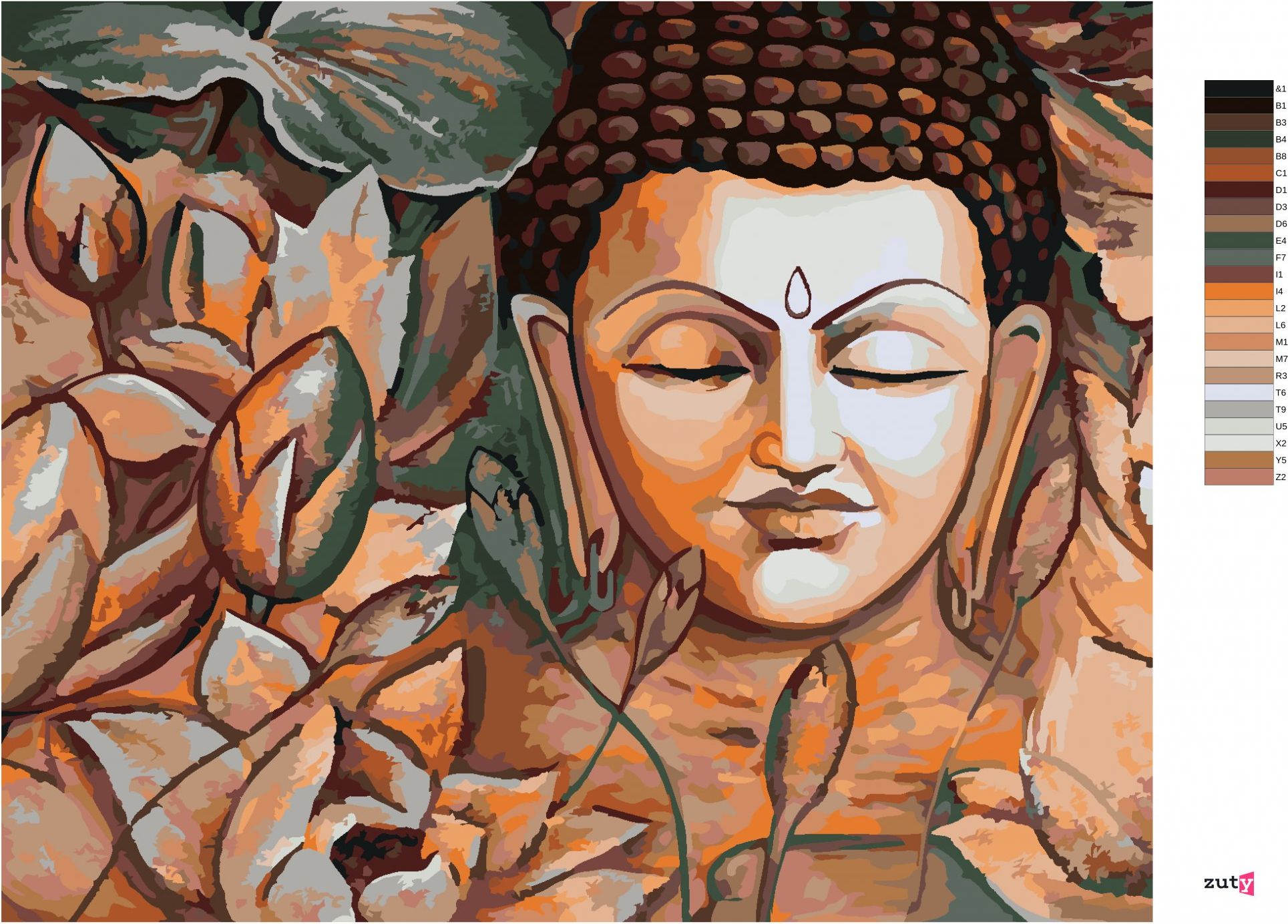 zuty Malování podle čísel - SPIRITUÁLNÍ BUDDHA - Rozměr: 40x50 cm, Rámování: Varianta: bez rámu a bez vypnutí plátna - obrázek 8