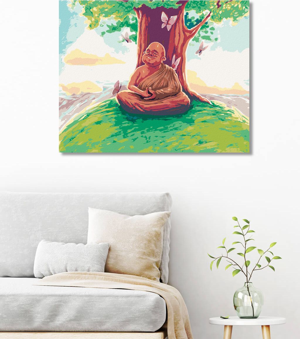 zuty Malování podle čísel - BUDDHA SEDÍCÍ POD STROMEM UMĚNÍ - Rozměr: 40x50 cm, Rámování: Varianta: bez rámu a bez vypnutí plátna - obrázek 5