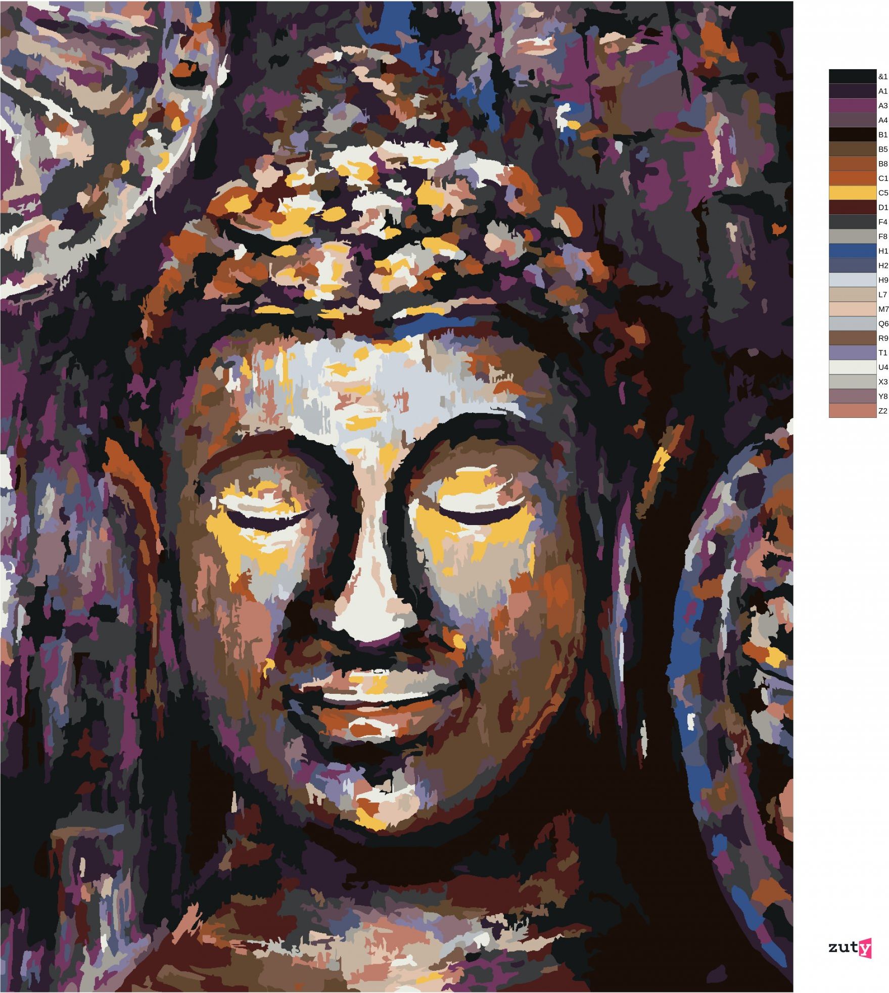zuty Malování podle čísel - BUDDHA V BARVÁCH - Rozměr: 40x50 cm, Rámování: Varianta: vypnuté plátno na rám - obrázek 4