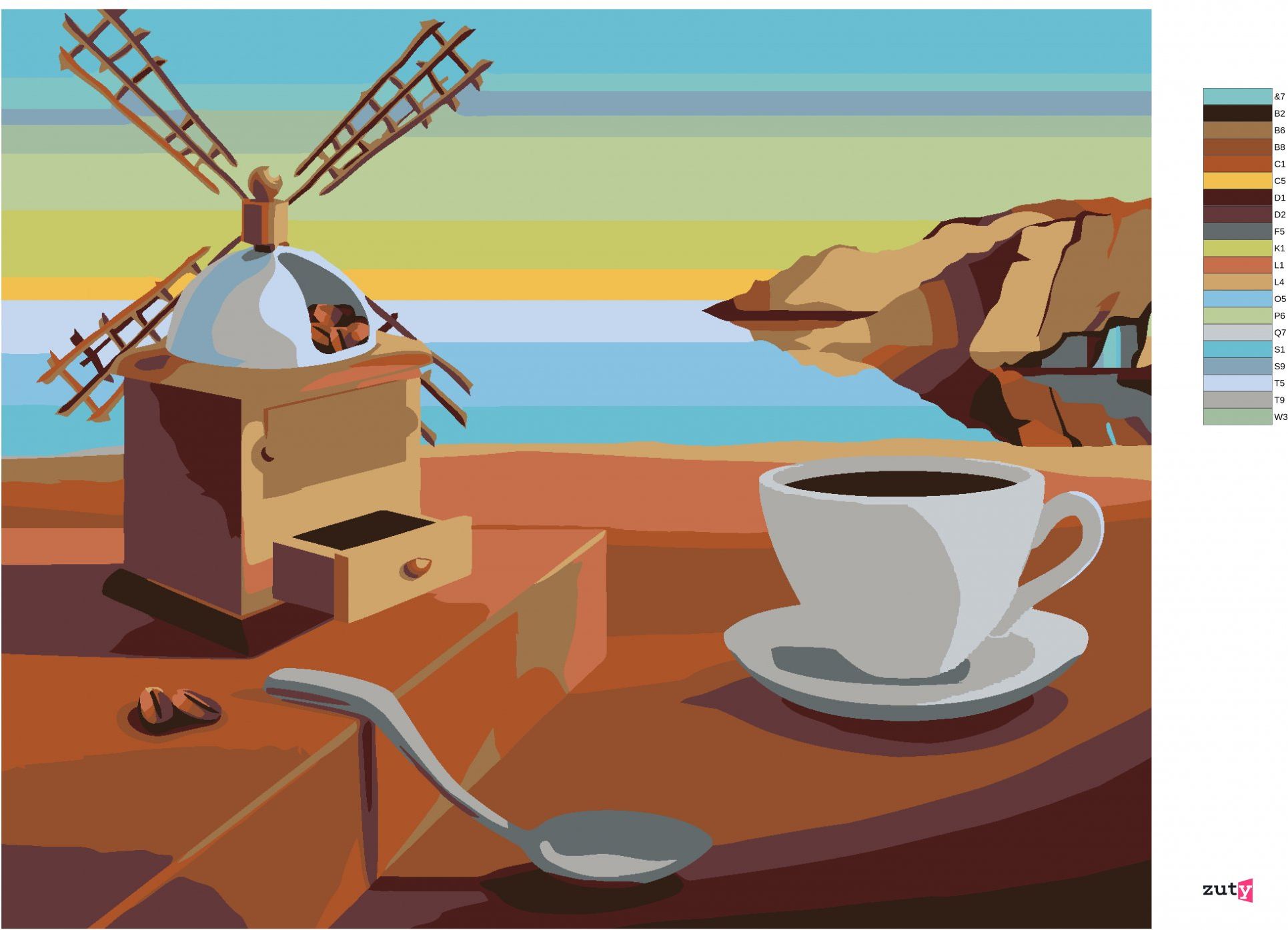 zuty Malování podle čísel - SURREALISTICKÁ KÁVA - INSPIRACE S. DALÍ - Rozměr: 40x50 cm, Rámování: Varianta: vypnuté plátno na rám - obrázek 8