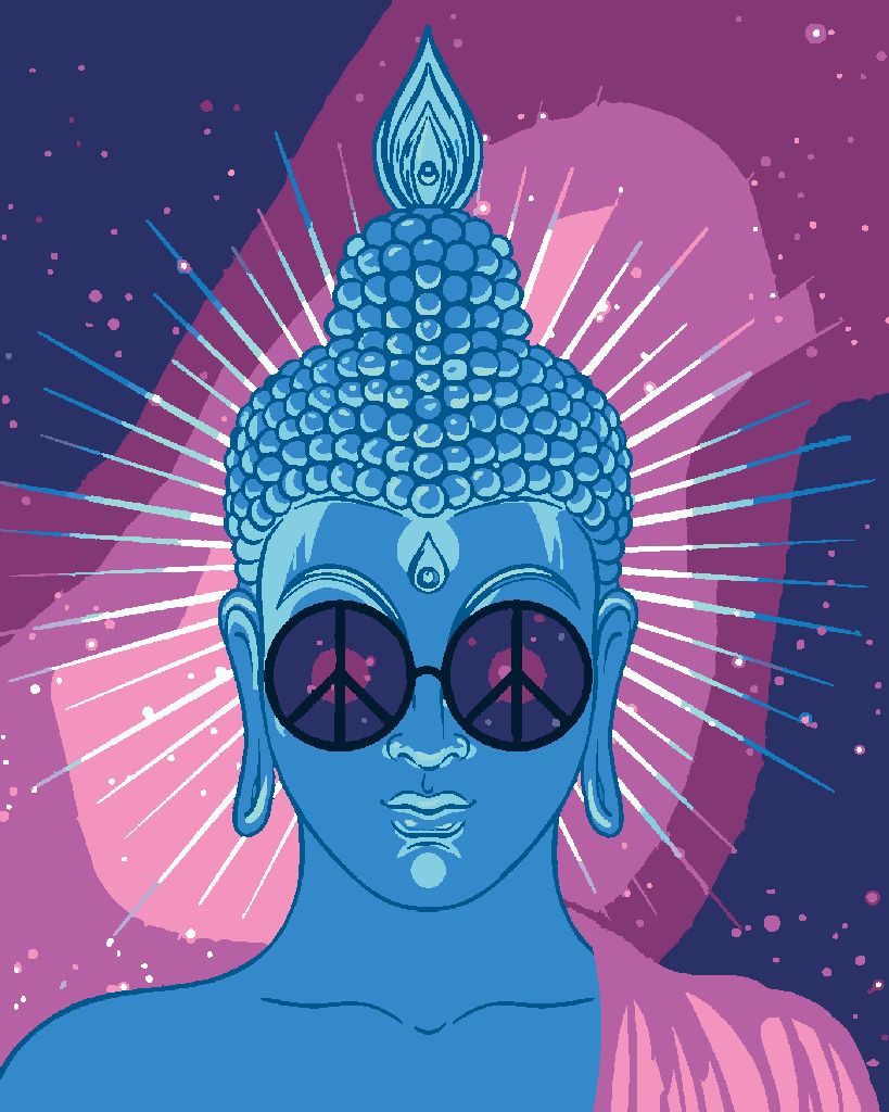 zuty Malování podle čísel - MODRÝ BUDDHA S DUHOVÝMI BRÝLEMI - Rozměr: 40x50 cm, Rámování: Varianta: bez rámu a bez vypnutí plátna - obrázek 7