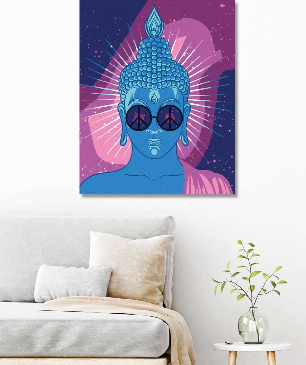 zuty Malování podle čísel - MODRÝ BUDDHA S DUHOVÝMI BRÝLEMI - Rozměr: 40x50 cm, Rámování: Varianta: bez rámu a bez vypnutí plátna - obrázek 9