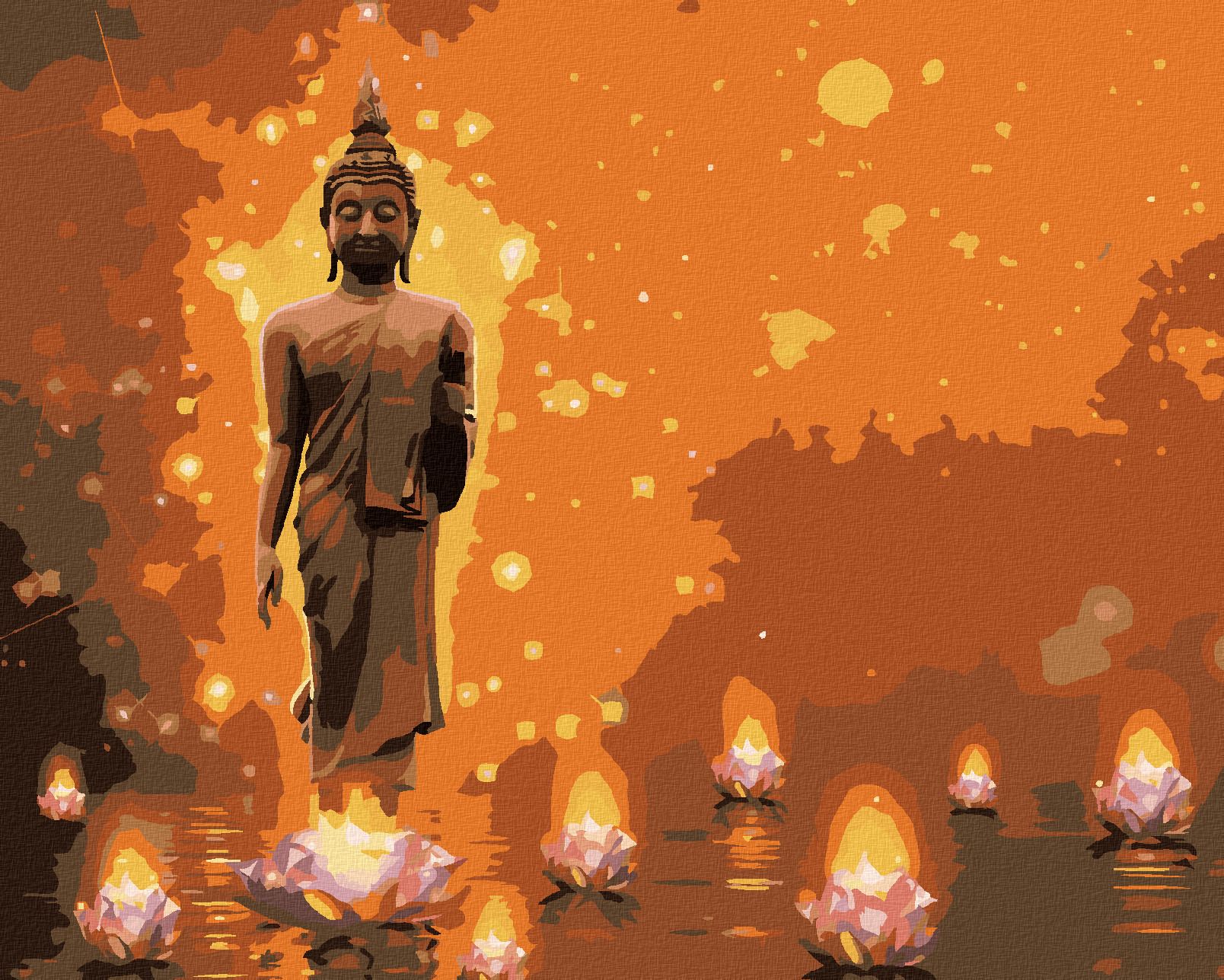 zuty Malování podle čísel - BUDDHA S LOTUSY - Rozměr: 40x50 cm, Rámování: Varianta: vypnuté plátno na rám - obrázek 1