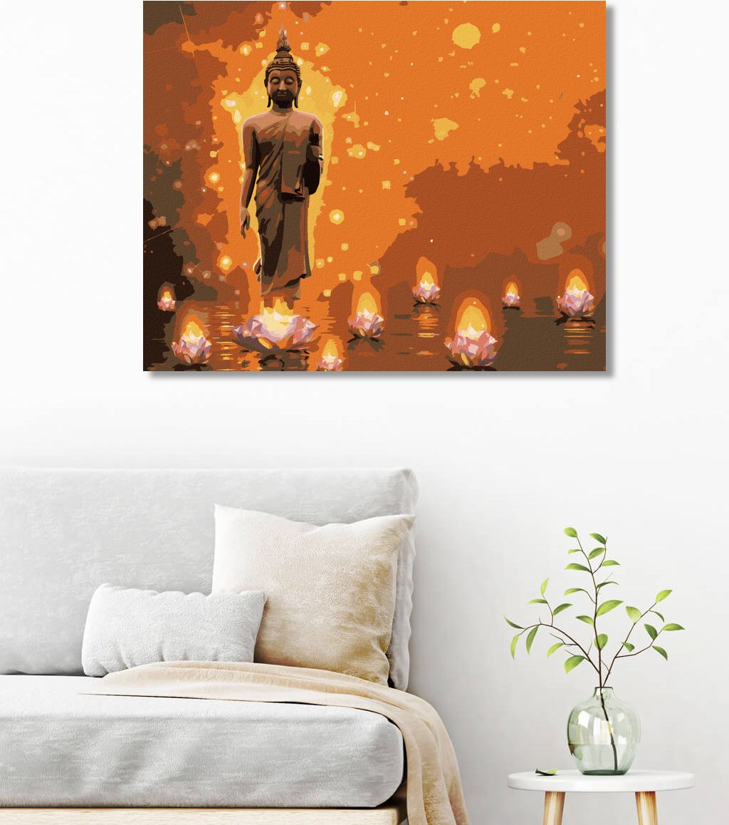 zuty Malování podle čísel - BUDDHA S LOTUSY - Rozměr: 40x50 cm, Rámování: Varianta: vypnuté plátno na rám - obrázek 2