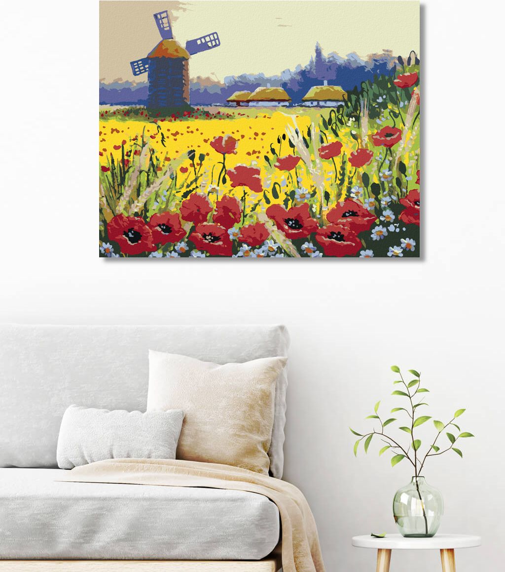 zuty Malování podle čísel - VĚTRNÝ MLÝN A VLČÍ MÁK - Rozměr: 40x50 cm, Rámování: Varianta: vypnuté plátno na rám - obrázek 8