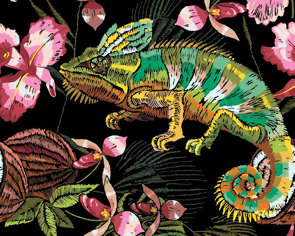 zuty Malování podle čísel - CHAMELEON A ORCHIDEJE - Rozměr: 40x50 cm, Rámování: Varianta: vypnuté plátno na rám - obrázek 8