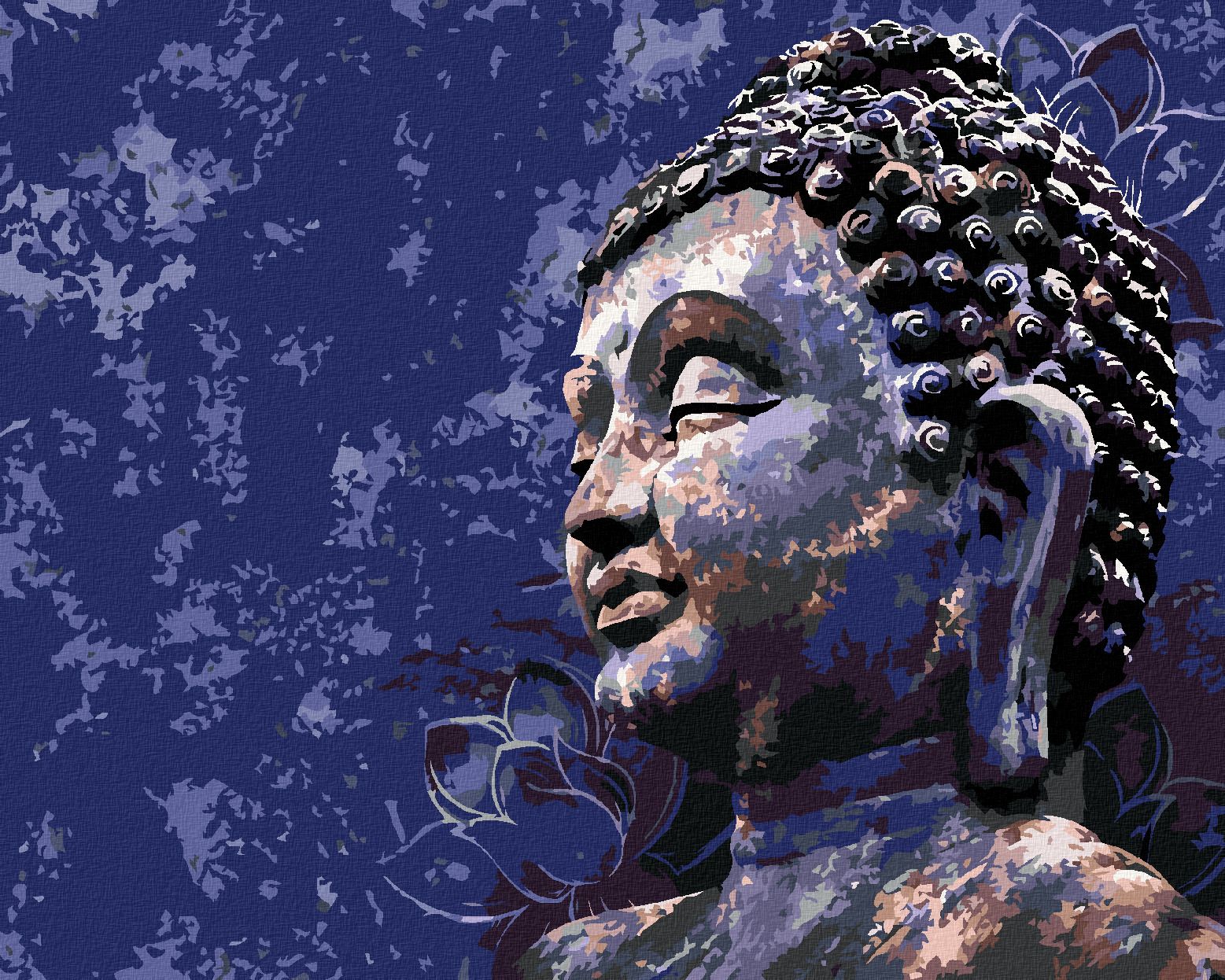 zuty Malování podle čísel - BUDDHA NA MODRÉM POZADÍ - Rozměr: 40x50 cm, Rámování: Varianta: bez rámu a bez vypnutí plátna - obrázek 1