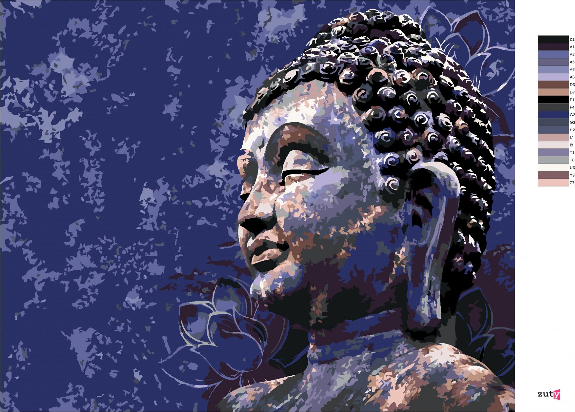 zuty Malování podle čísel - BUDDHA NA MODRÉM POZADÍ - Rozměr: 40x50 cm, Rámování: Varianta: bez rámu a bez vypnutí plátna - obrázek 5