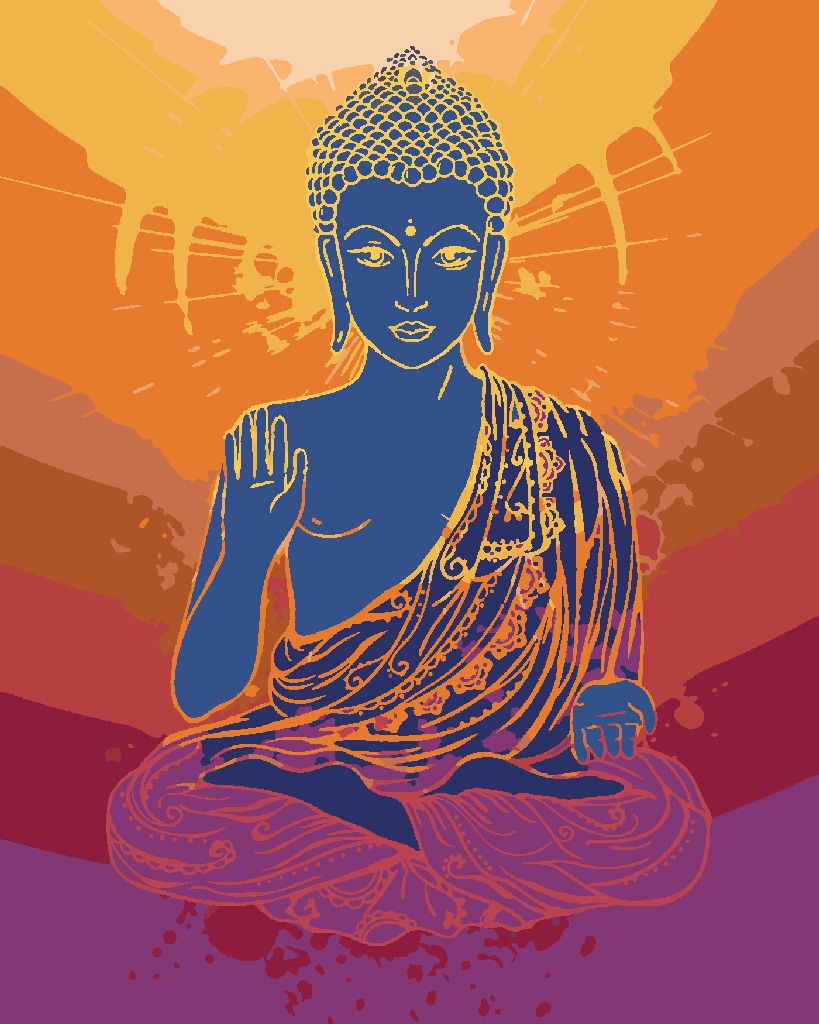 zuty Malování podle čísel - BUDDHA NA ORANŽOVÉM POZADÍ - Rozměr: 40x50 cm, Rámování: Varianta: bez rámu a bez vypnutí plátna - obrázek 8