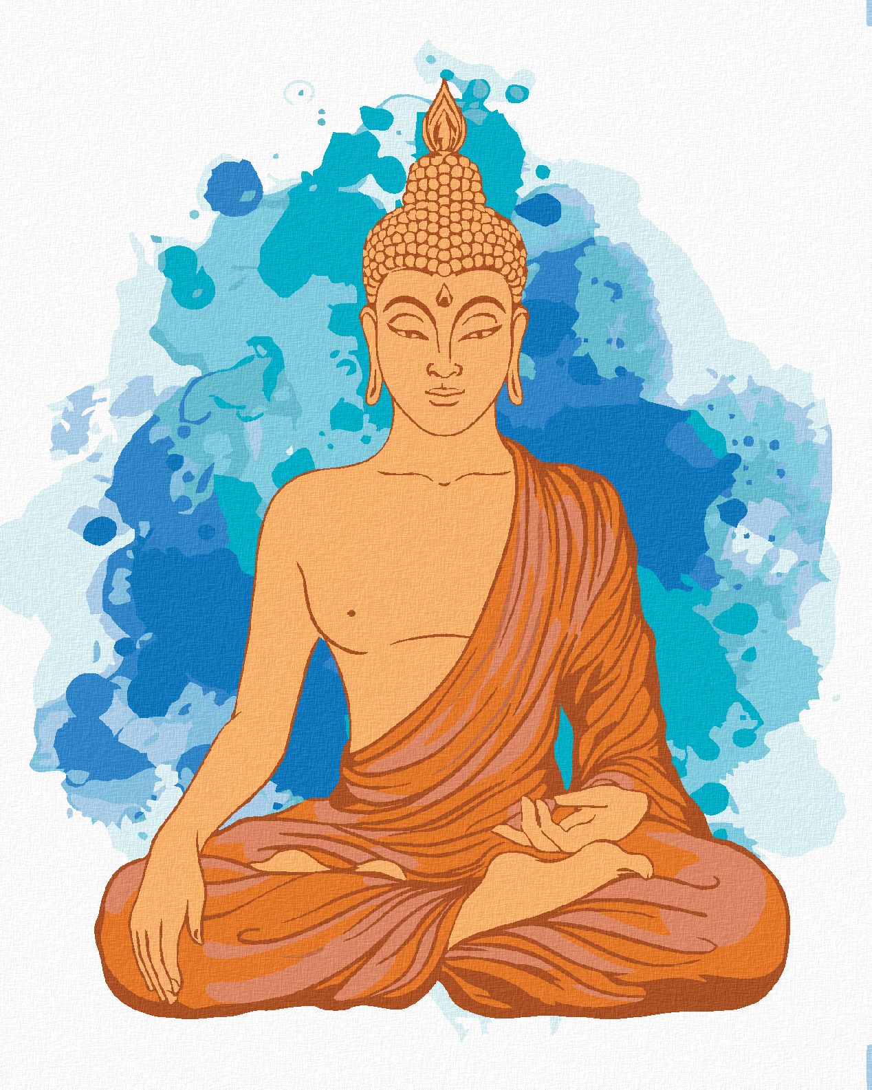 zuty Malování podle čísel - MEDITUJÍCÍ ORANŽOVÝ BUDDHA - Rozměr: 40x50 cm, Rámování: Varianta: bez rámu a bez vypnutí plátna - obrázek 1
