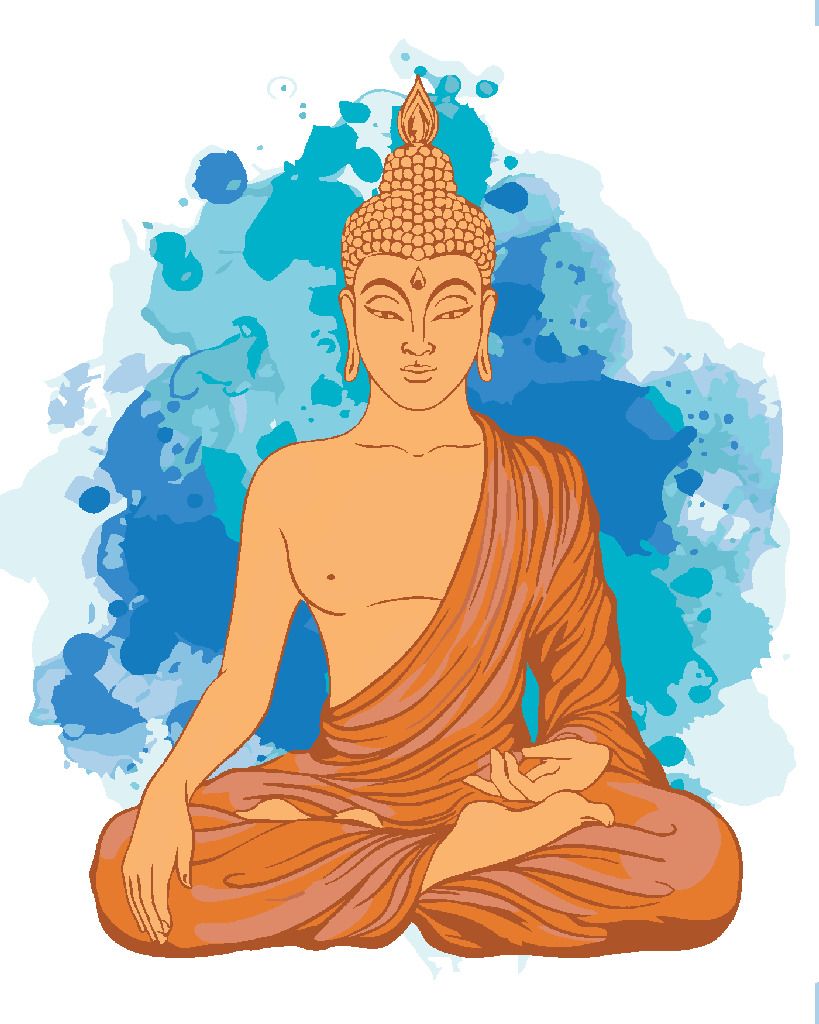 zuty Malování podle čísel - MEDITUJÍCÍ ORANŽOVÝ BUDDHA - Rozměr: 40x50 cm, Rámování: Varianta: bez rámu a bez vypnutí plátna - obrázek 2