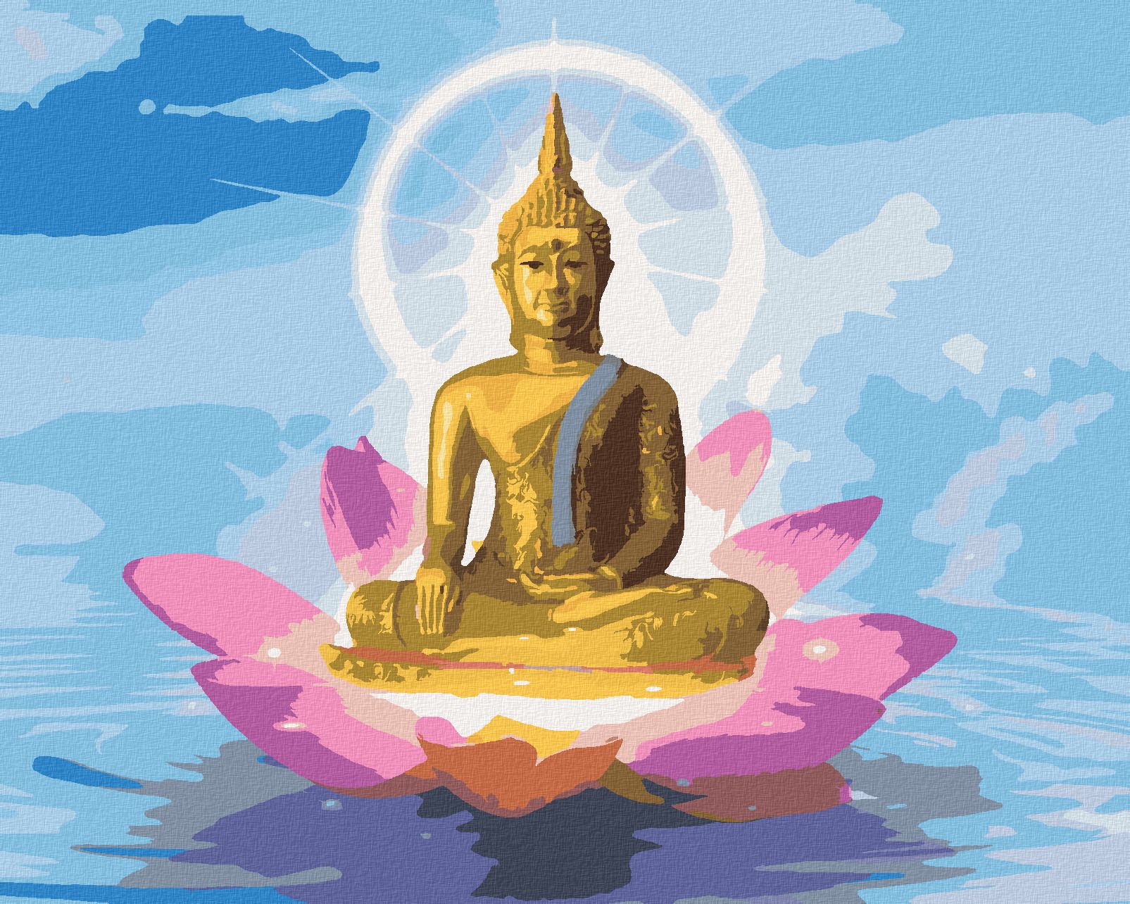 zuty Malování podle čísel - BUDDHA V LOTOSU - Rozměr: 40x50 cm, Rámování: Varianta: vypnuté plátno na rám - obrázek 1