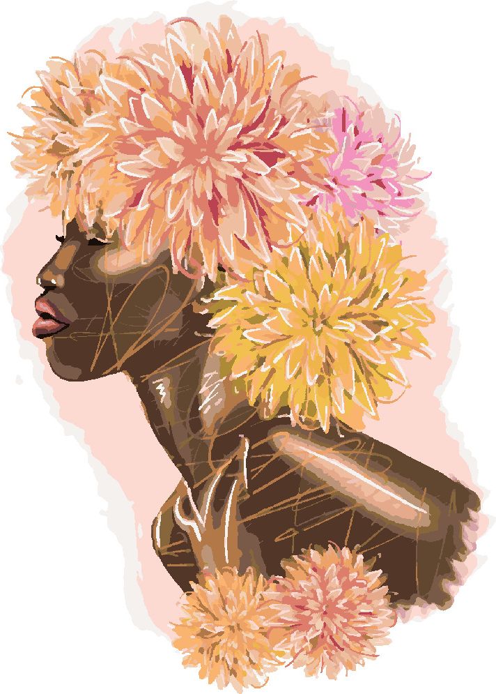 zuty Malování podle čísel - AFRICKÁ ŽENA S BAREVNÝMI KVĚTINAMI - Rozměr: 40x50 cm, Rámování: Varianta: vypnuté plátno na rám - obrázek 10