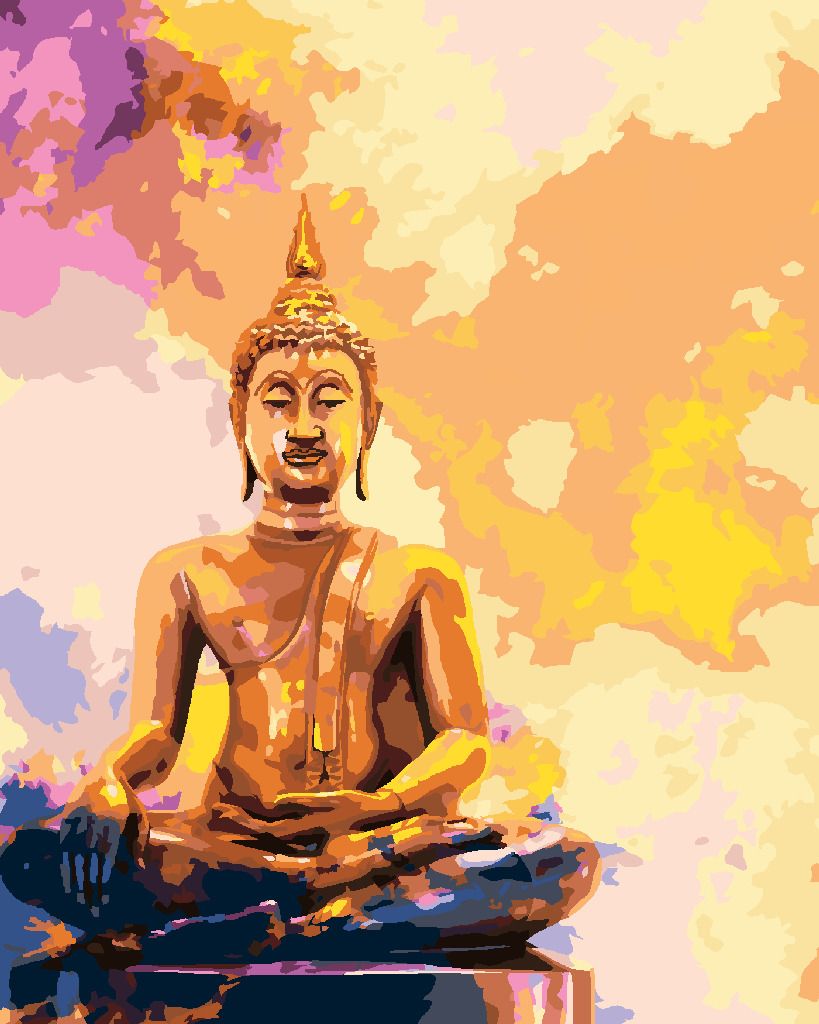 zuty Malování podle čísel - ZLATÝ BUDDHA NA BAREVNÉM POZADÍ - Rozměr: 40x50 cm, Rámování: Varianta: vypnuté plátno na rám - obrázek 5