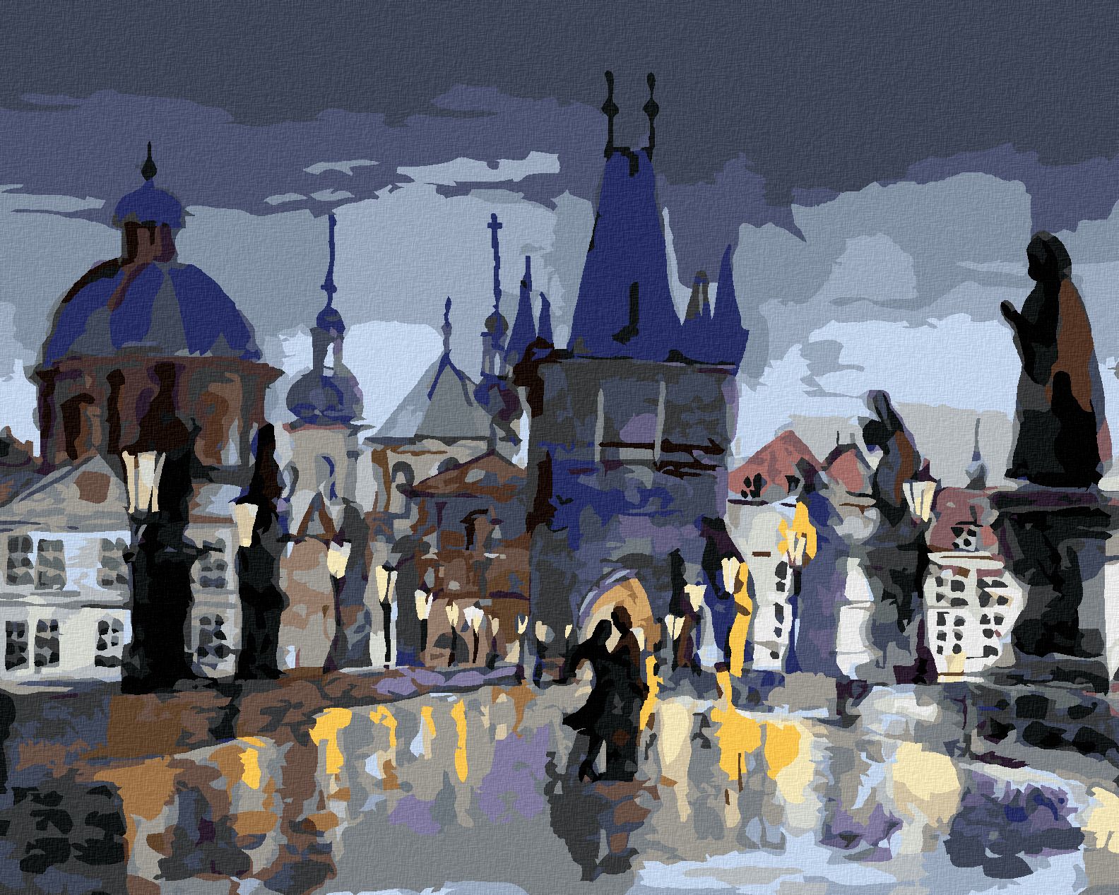 zuty Malování podle čísel - ABSTRAKTNÍ KARLŮV MOST II - Rozměr: 40x50 cm, Rámování: Varianta: bez rámu a bez vypnutí plátna - obrázek 1