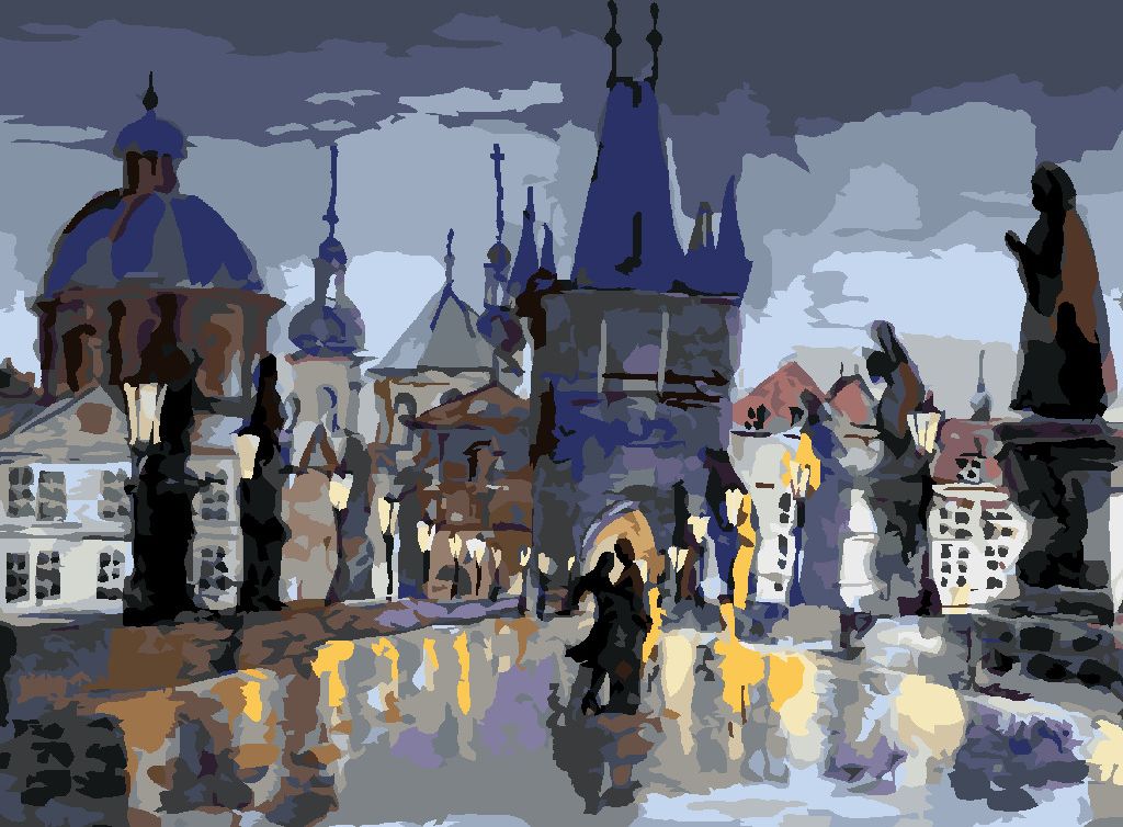 zuty Malování podle čísel - ABSTRAKTNÍ KARLŮV MOST II - Rozměr: 40x50 cm, Rámování: Varianta: bez rámu a bez vypnutí plátna - obrázek 4