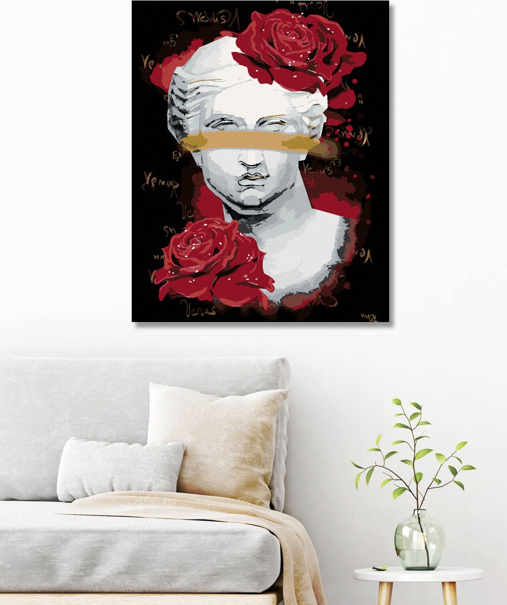 zuty Malování podle čísel - VENUŠE S ČERVENÝMI RŮŽEMI - Rozměr: 40x50 cm, Rámování: Varianta: bez rámu a bez vypnutí plátna - obrázek 8