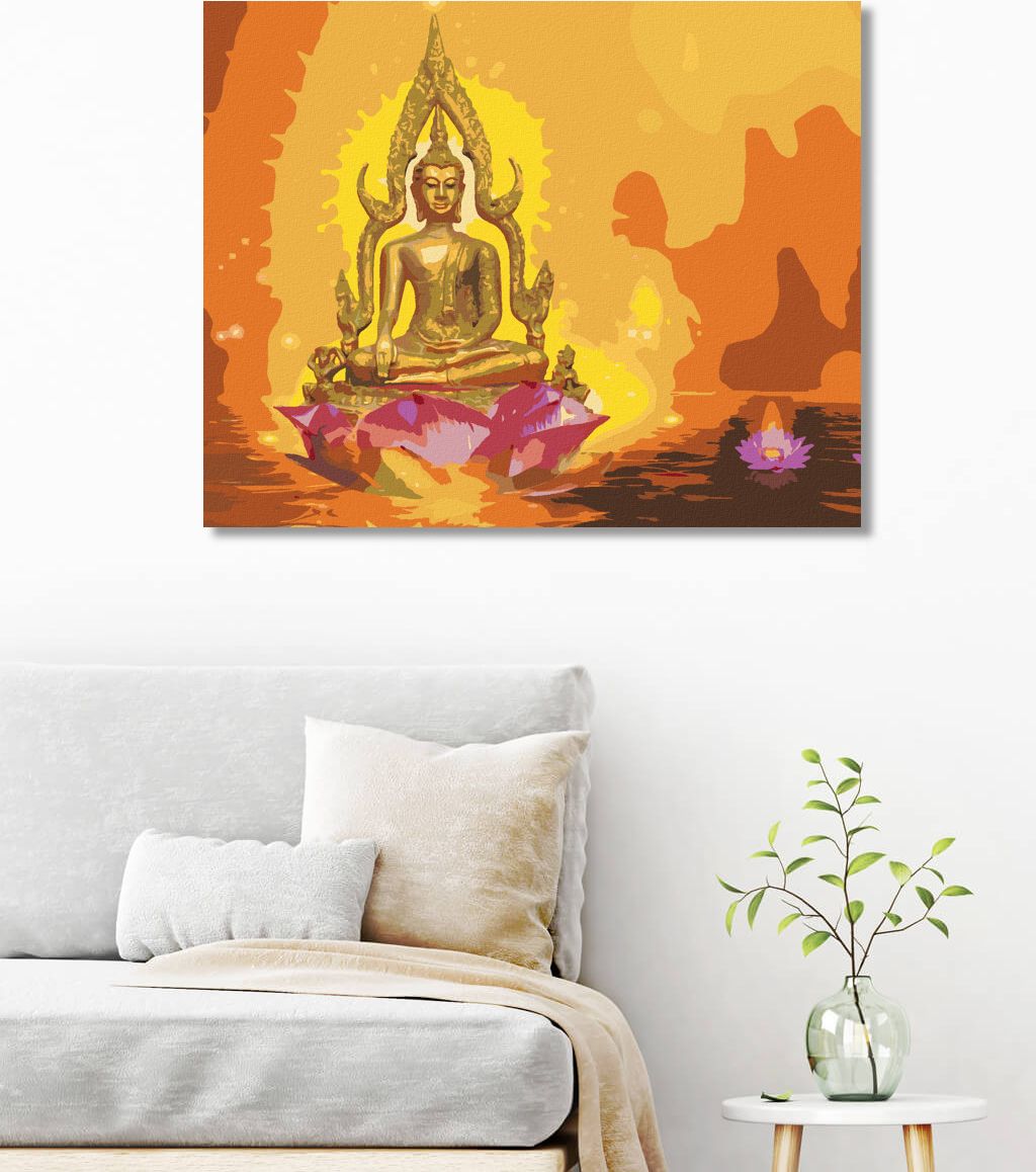 zuty Malování podle čísel - BUDDHA V LOTOSU A ORANŽOVÉ POZADÍ - Rozměr: 40x50 cm, Rámování: Varianta: bez rámu a bez vypnutí plátna - obrázek 10