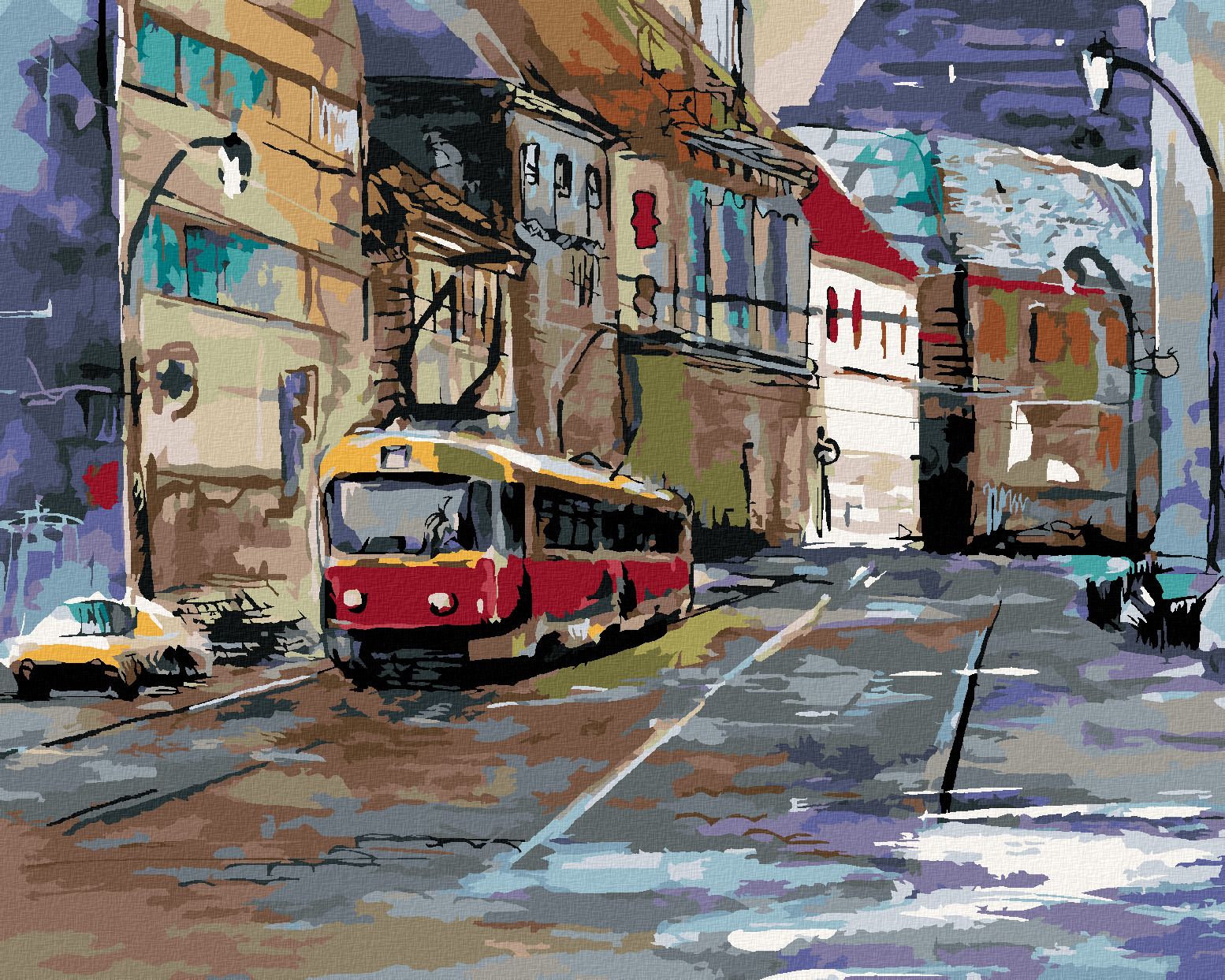 zuty Malování podle čísel - PROJÍŽĎKA PO PRAZE - Rozměr: 40x50 cm, Rámování: Varianta: bez rámu a bez vypnutí plátna - obrázek 1