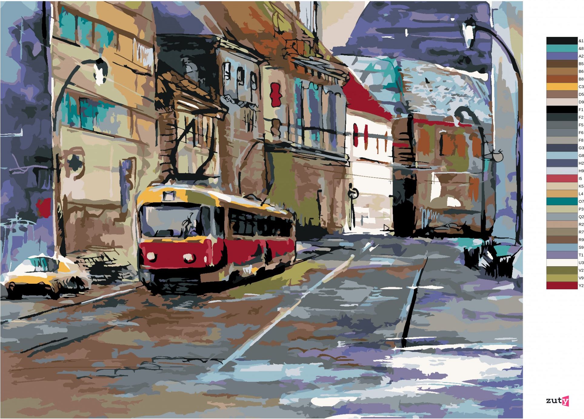 zuty Malování podle čísel - PROJÍŽĎKA PO PRAZE - Rozměr: 40x50 cm, Rámování: Varianta: bez rámu a bez vypnutí plátna - obrázek 7