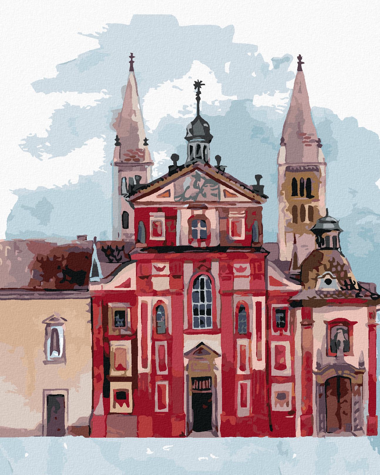 zuty Malování podle čísel - BAZILIKA SVATÉHO JIŘÍ PRAHA - Rozměr: 40x50 cm, Rámování: Varianta: bez rámu a bez vypnutí plátna - obrázek 1
