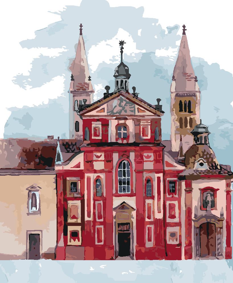 zuty Malování podle čísel - BAZILIKA SVATÉHO JIŘÍ PRAHA - Rozměr: 40x50 cm, Rámování: Varianta: bez rámu a bez vypnutí plátna - obrázek 6