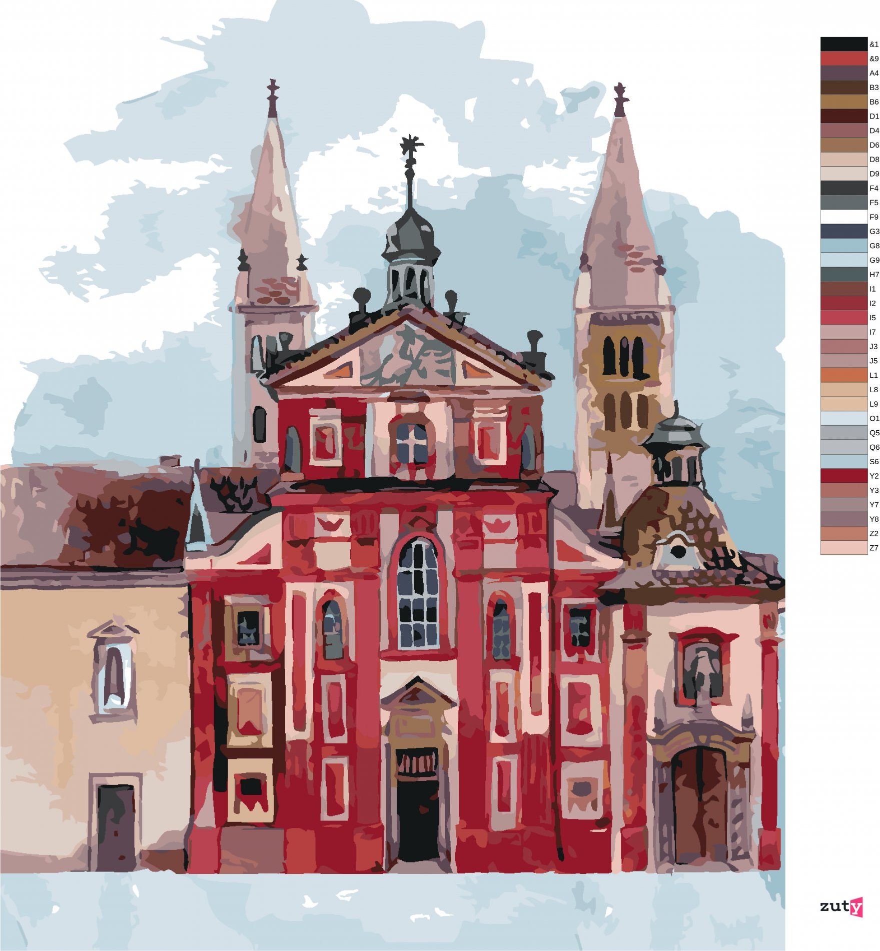 zuty Malování podle čísel - BAZILIKA SVATÉHO JIŘÍ PRAHA - Rozměr: 40x50 cm, Rámování: Varianta: bez rámu a bez vypnutí plátna - obrázek 10