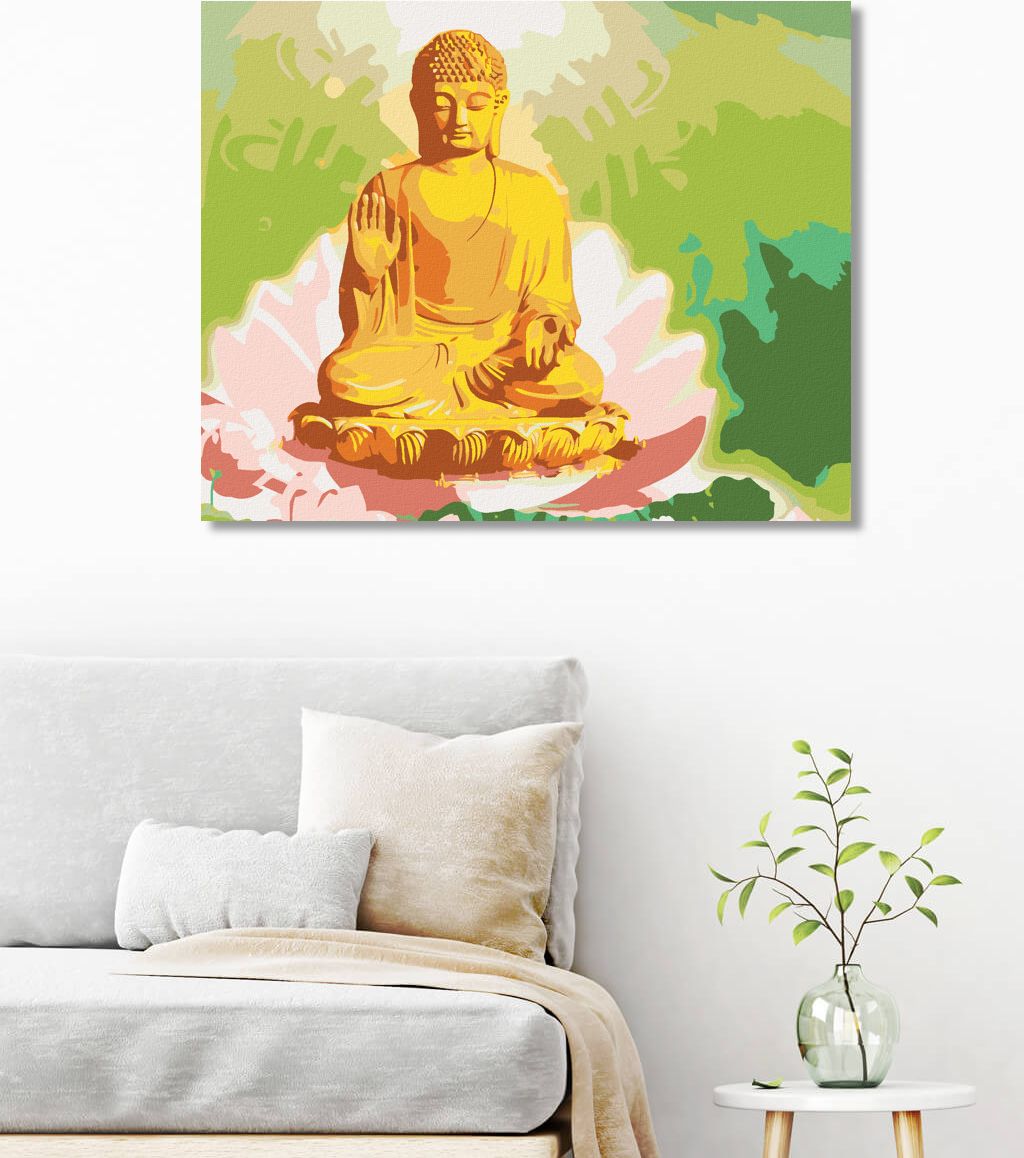 zuty Malování podle čísel - BUDDHA V LOTOSU A ZELENÉ POZADÍ - Rozměr: 40x50 cm, Rámování: Varianta: vypnuté plátno na rám - obrázek 7