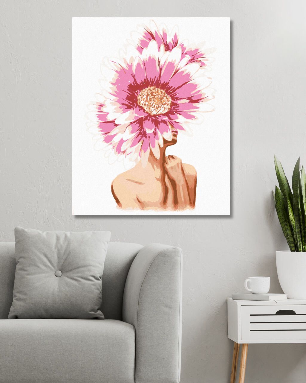 zuty Malování podle čísel - ŽENA S RŮŽOVOU KVĚTINOU NA HLAVĚ - Rozměr: 40x50 cm, Rámování: Varianta: bez rámu a bez vypnutí plátna - obrázek 4