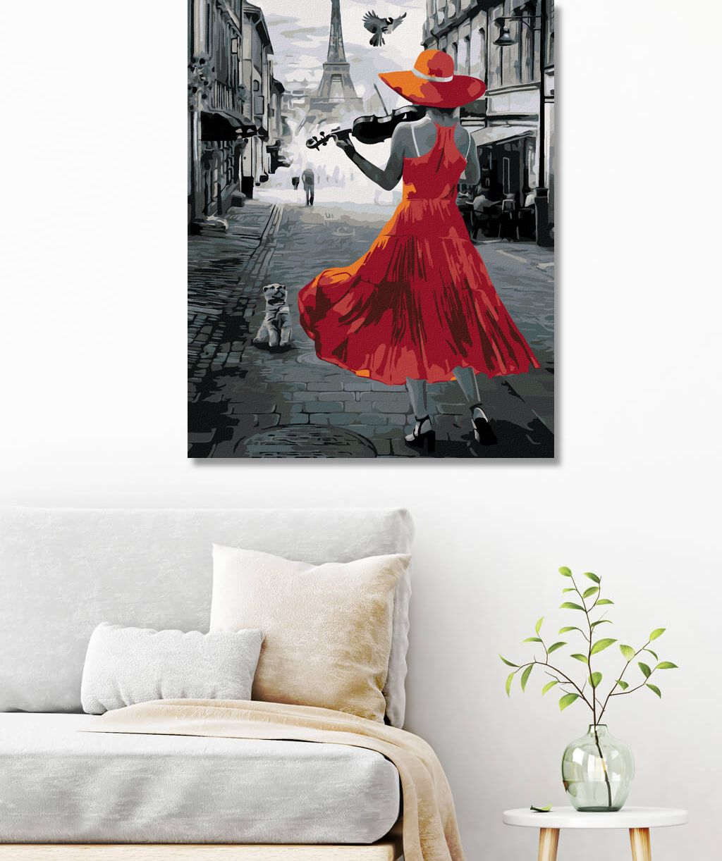 zuty Malování podle čísel - ŽENA HRAJÍCÍ V PAŘÍŽI NA HOUSLE - Rozměr: 40x50 cm, Rámování: Varianta: bez rámu a bez vypnutí plátna - obrázek 7