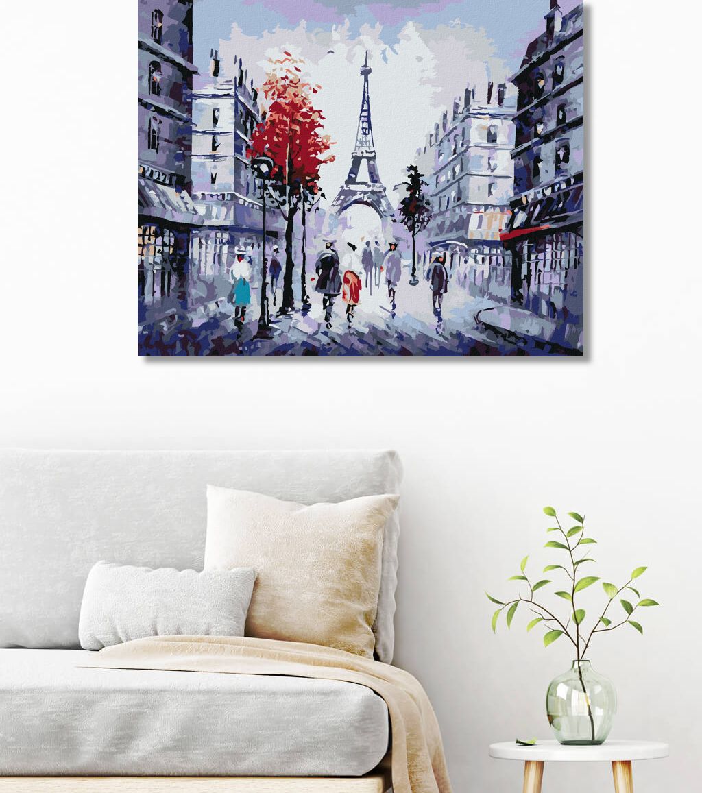 zuty Malování podle čísel - POHLED NA ULICI V PAŘÍŽI A BAREVNÝ STROM - Rozměr: 40x50 cm, Rámování: Varianta: vypnuté plátno na rám - obrázek 6