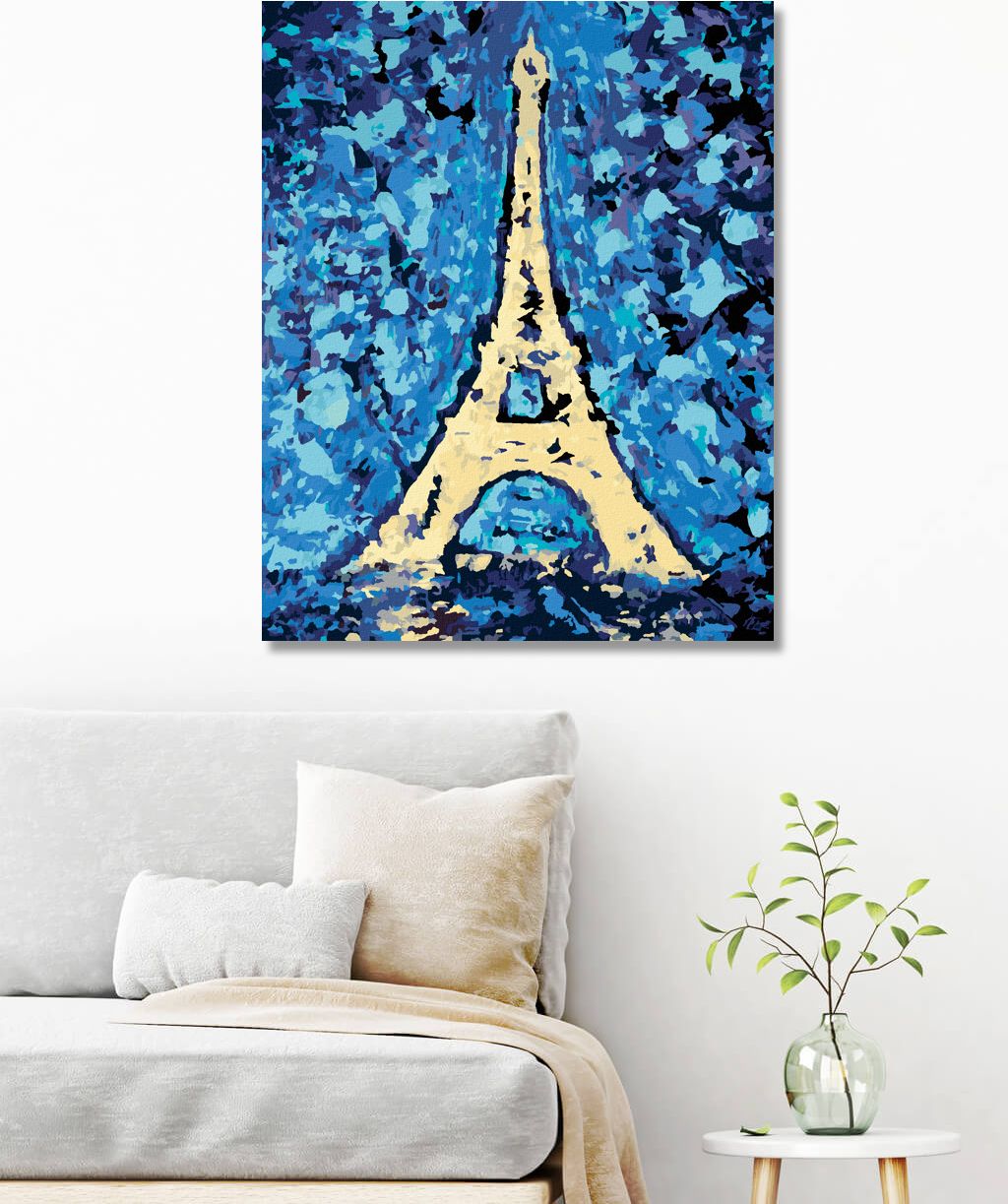 zuty Malování podle čísel - EIFFELOVA VĚŽ A MODRÉ POZADÍ - Rozměr: 40x50 cm, Rámování: Varianta: bez rámu a bez vypnutí plátna - obrázek 7