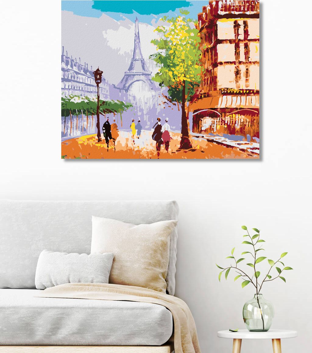 zuty Malování podle čísel - EIFFELOVA VĚŽ V PAŘÍŽI POHLED NA ULICI - Rozměr: 40x50 cm, Rámování: Varianta: bez rámu a bez vypnutí plátna - obrázek 3