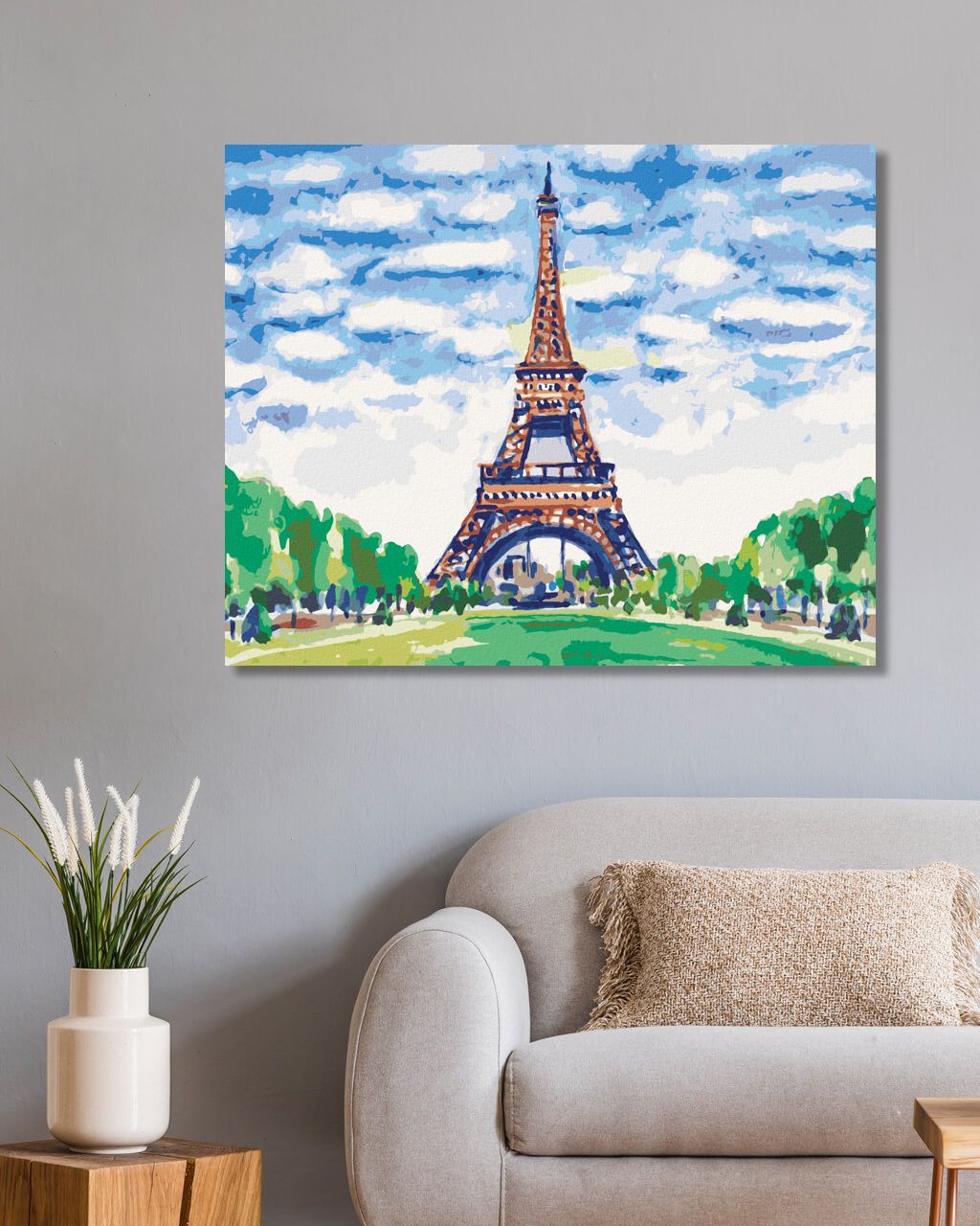 zuty Malování podle čísel - EIFFELOVA VĚŽ A MODRÉ NEBE - Rozměr: 40x50 cm, Rámování: Varianta: vypnuté plátno na rám - obrázek 3