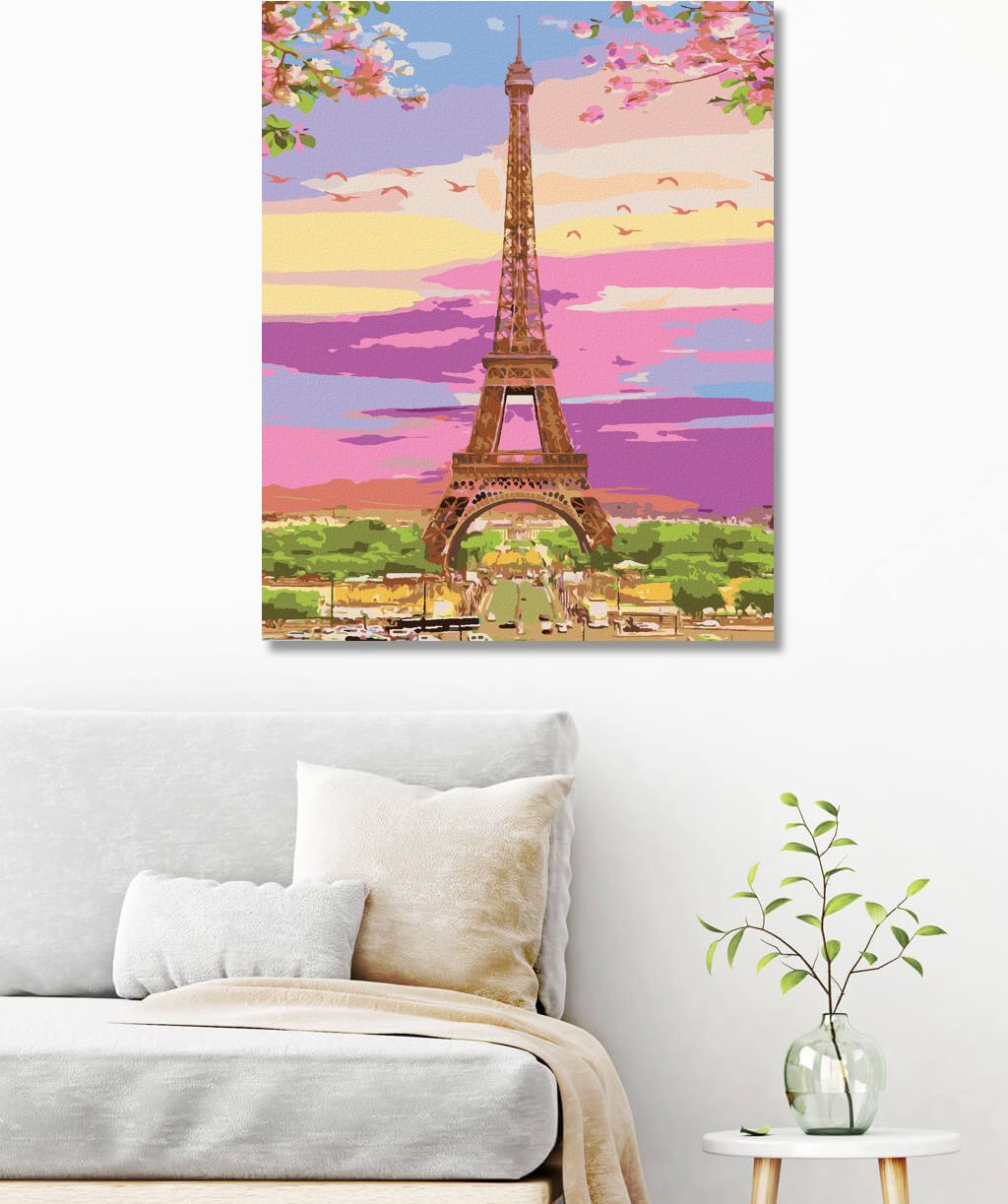 zuty Malování podle čísel - EIFFELOVA VĚŽ V JARNÍCH BARVÁCH - Rozměr: 40x50 cm, Rámování: Varianta: vypnuté plátno na rám - obrázek 2